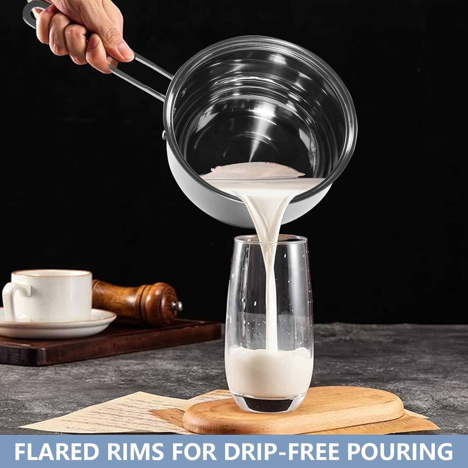 5 piece stainless steel cookware pots and pans set, nonstick cookware sets, induction cookware non stick cooking set w saucepans, food grade 304 stainless