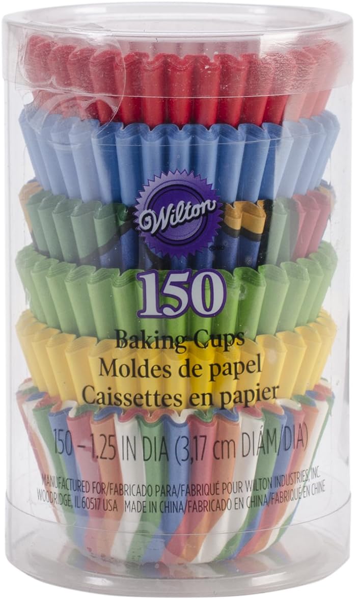 wilton primary baking cups, mini, 150 count, multicolor