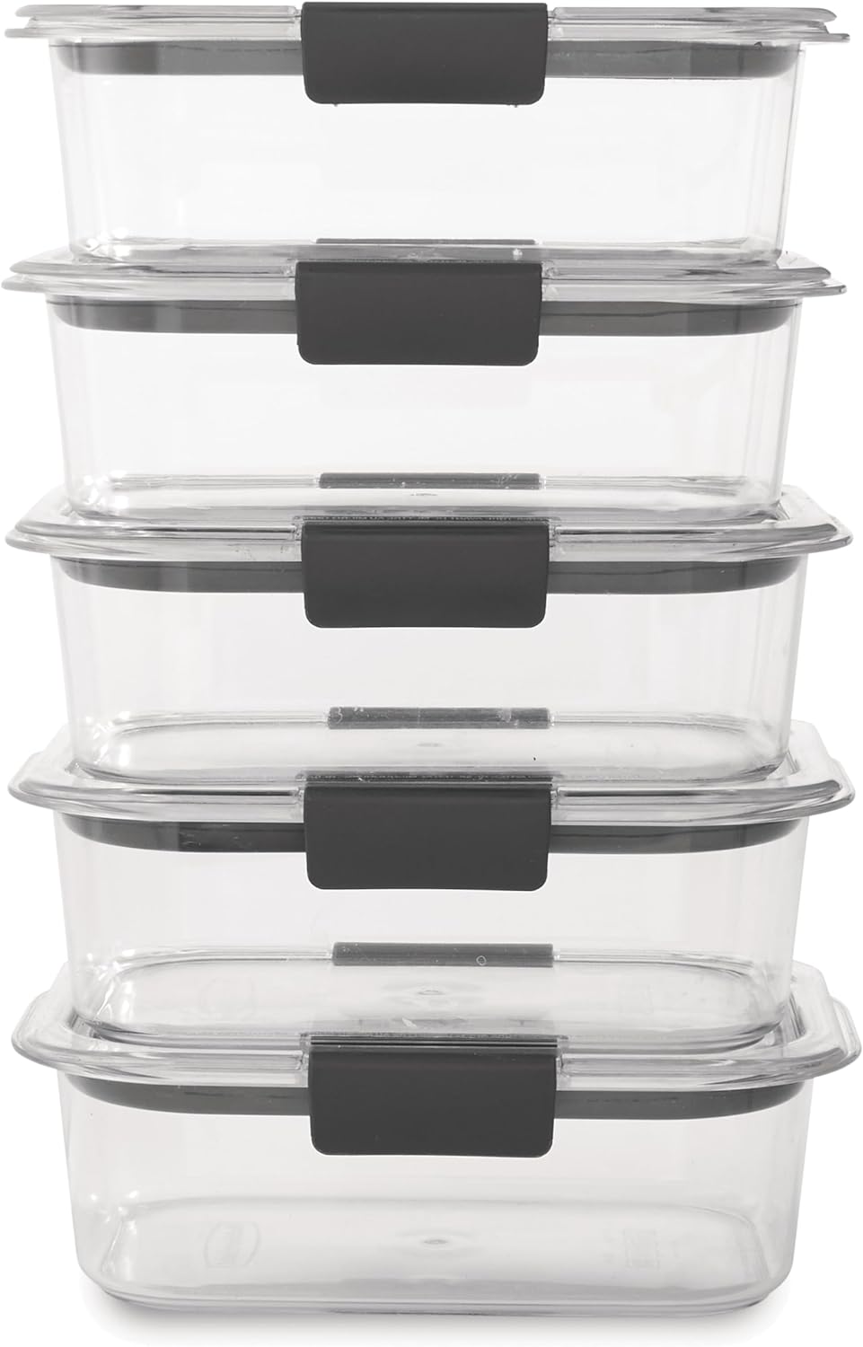 rubbermaid brilliance bpa free food storage containers with lids, airtight, for lunch, meal prep, and leftovers, set of 5 (3.2 cup)