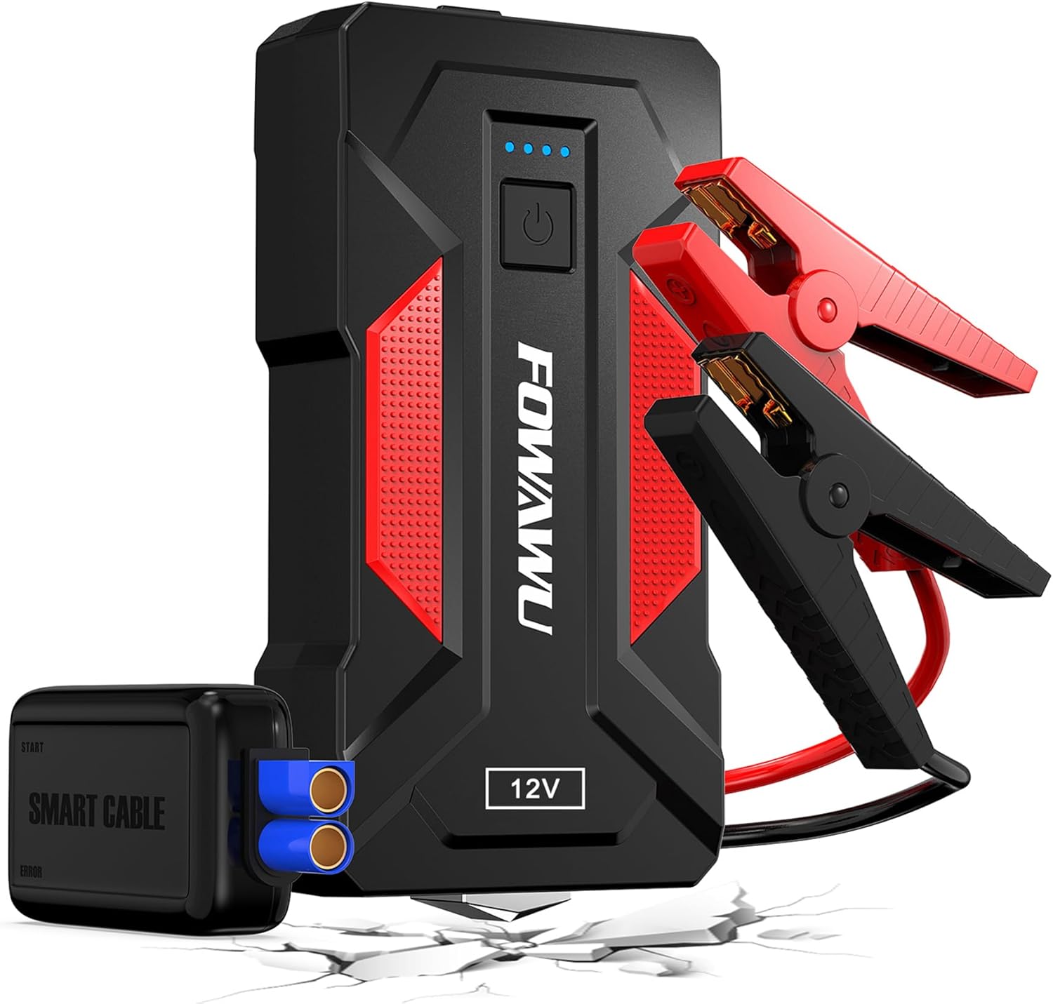 fowawu 3000 a 22800mah car jump starter(8.5 l gas,6.5 l diesel), 12 v car battery jump starter, battery jumper starter portable with usb 3.0, led light