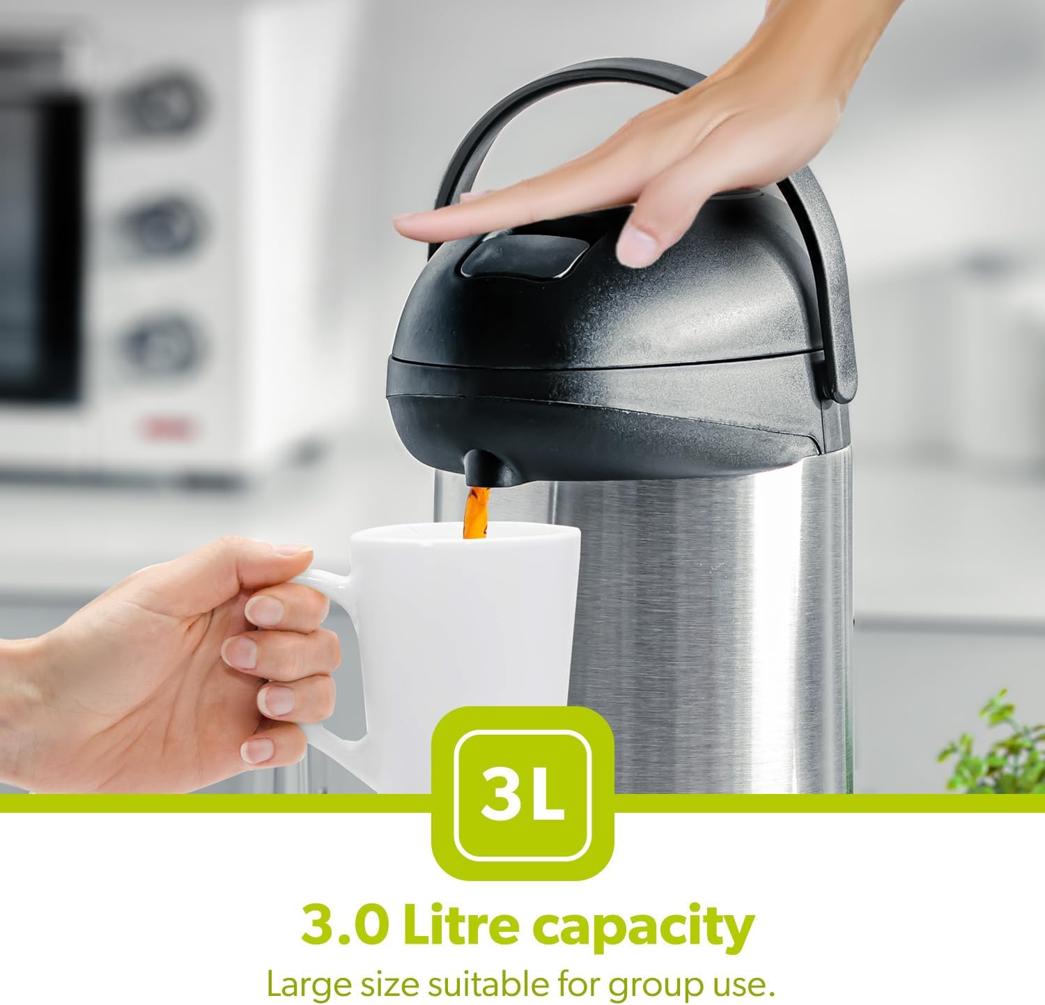 royalford coffee/tea stainless steel vacuum flask, 3 litres, rf 8336