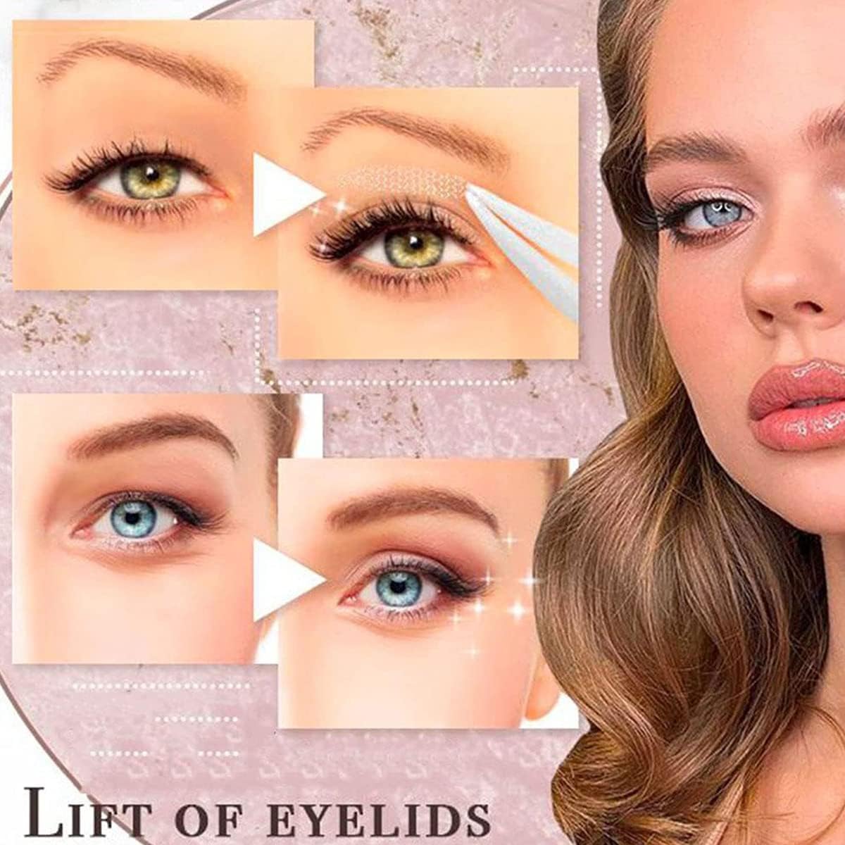 1200 pcs eyelid tape, droopy eyelid stickers, eyelid lift, invisible instant double eyelid strips, self adhesive eye tapes fiber for droopy mono eyelids, big eye tools with fork rods tweezers