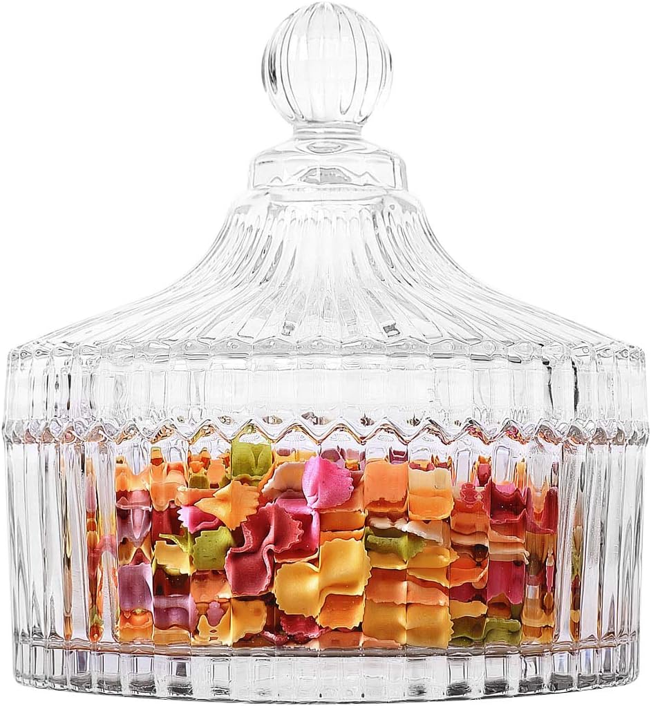 comsaf glass covered storage jar candy dish box (diameter 5.3")