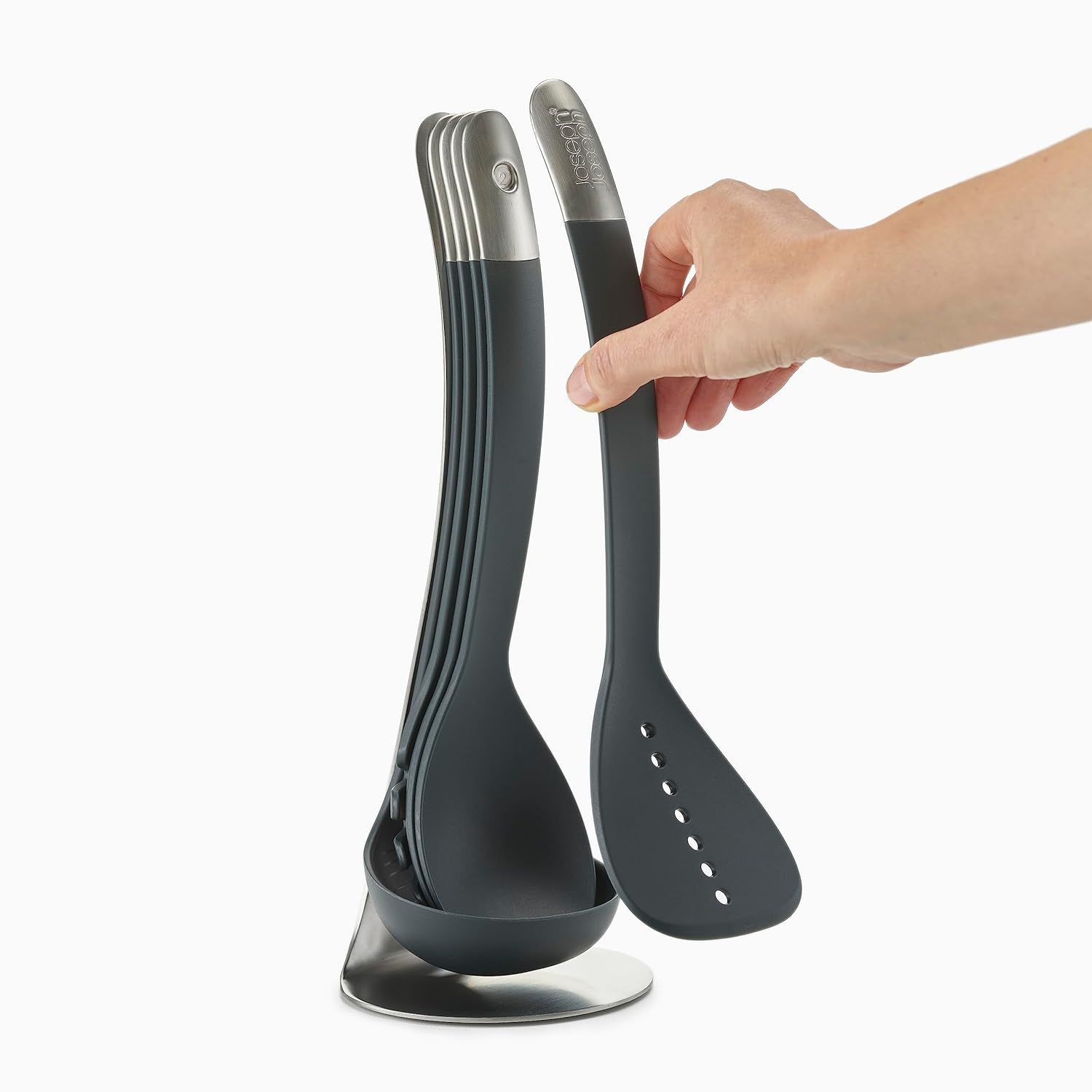 joseph joseph nest 100 utensils compact stacking kitchen tool set with magnetic storage stand nylon, gray 5 piece 95031