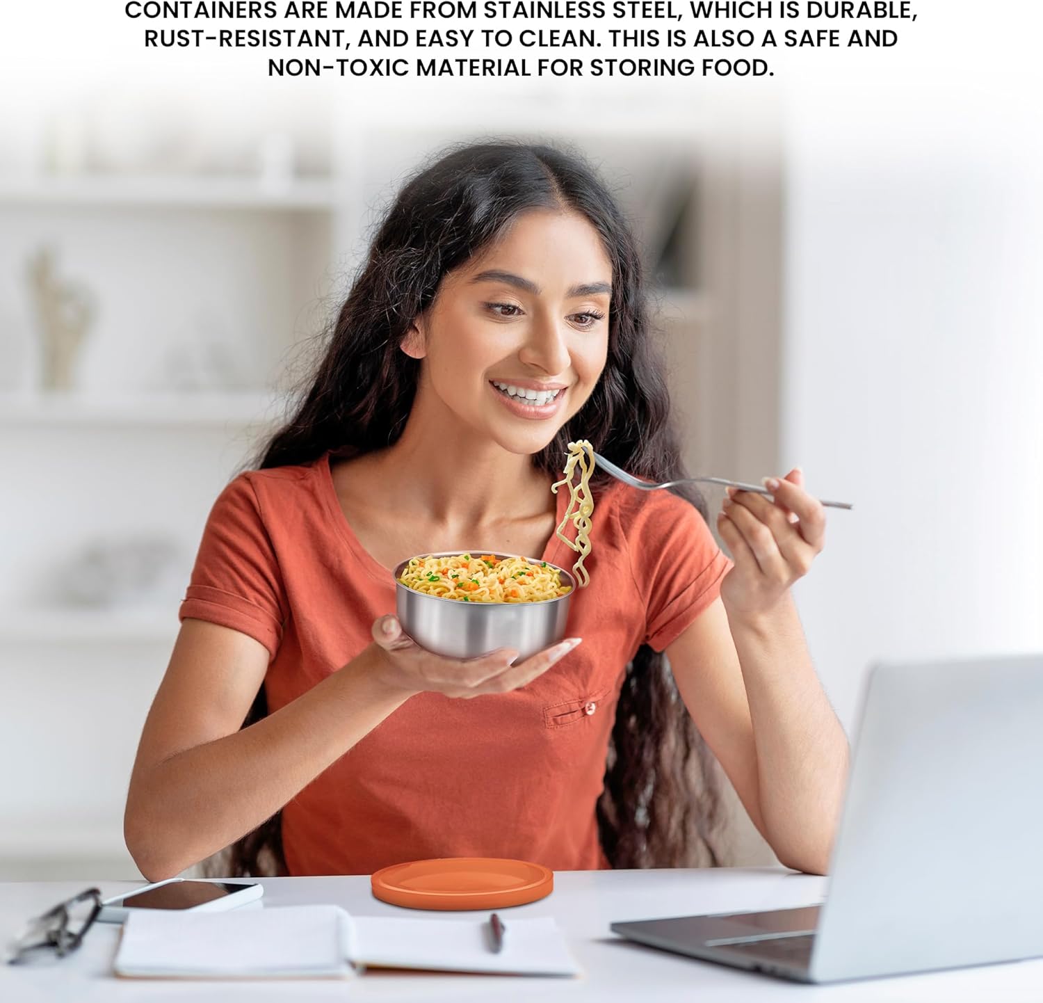 milton executive lunch insulated tiffin with 3 leakproof containers, orange