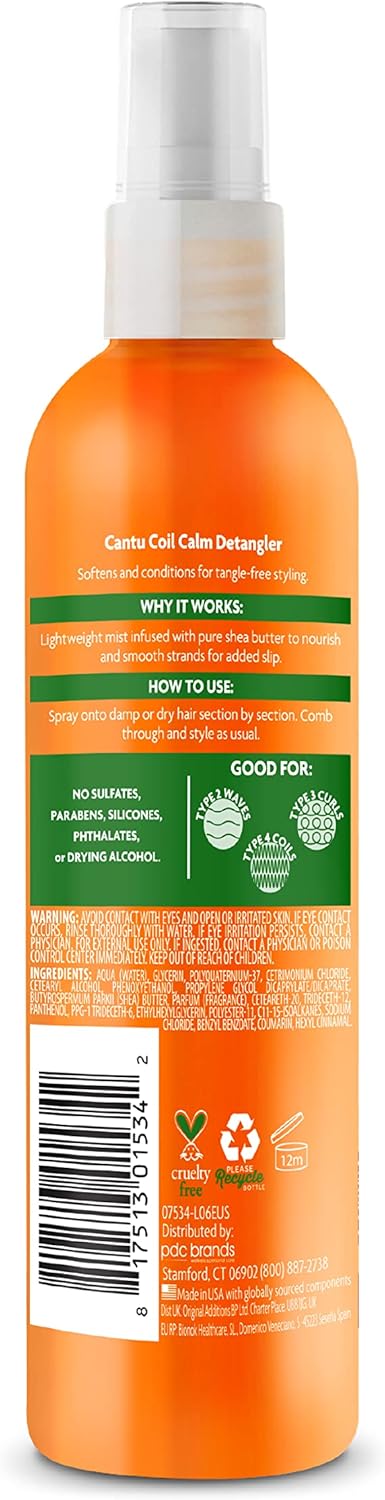 cantu shea butter for natural hair coil calm detangler, 237 ml
