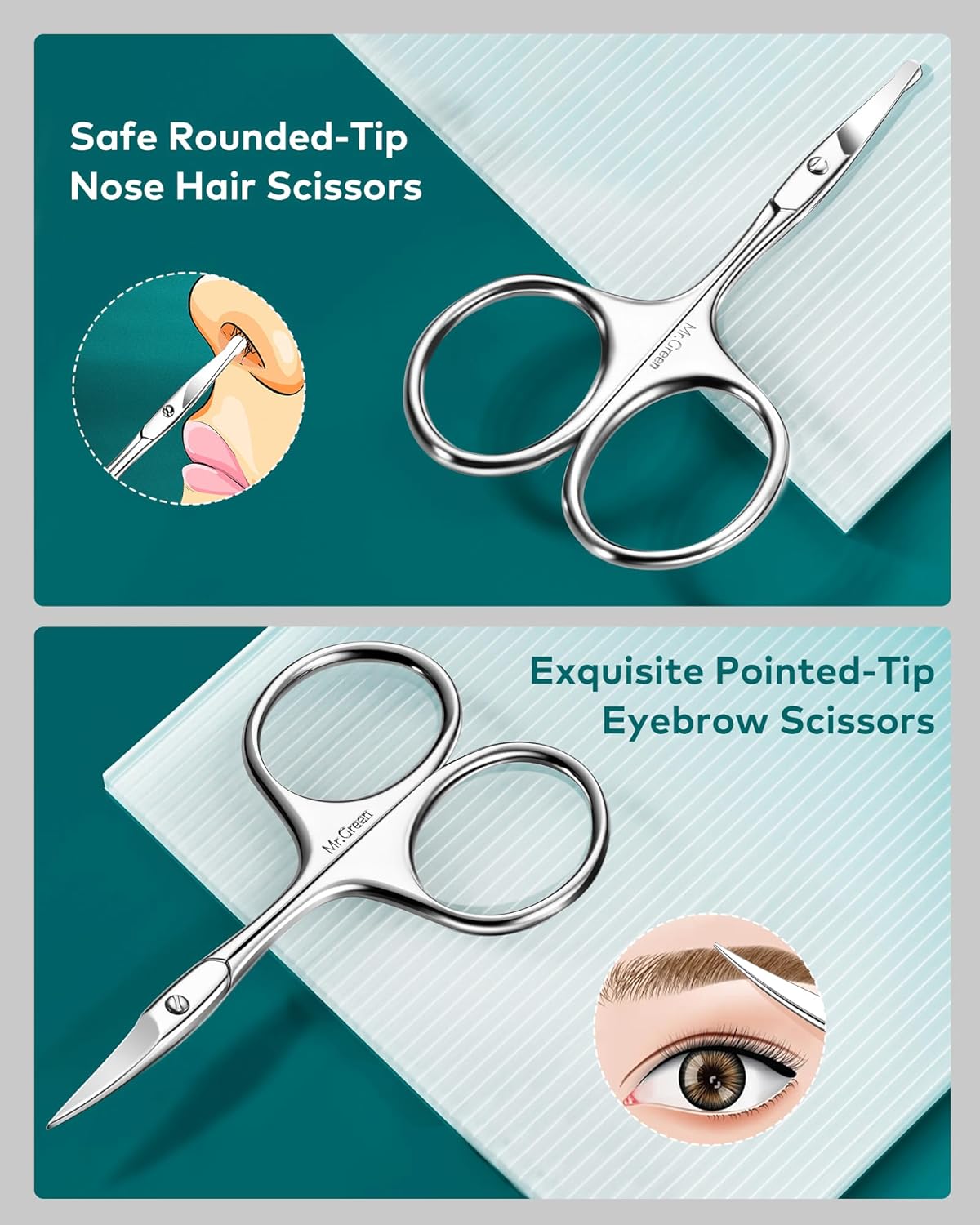 mr.green manicure set, pedicure sets, nail clipper sets, stainless steel professional nail cutter kits with travel case (12 count)