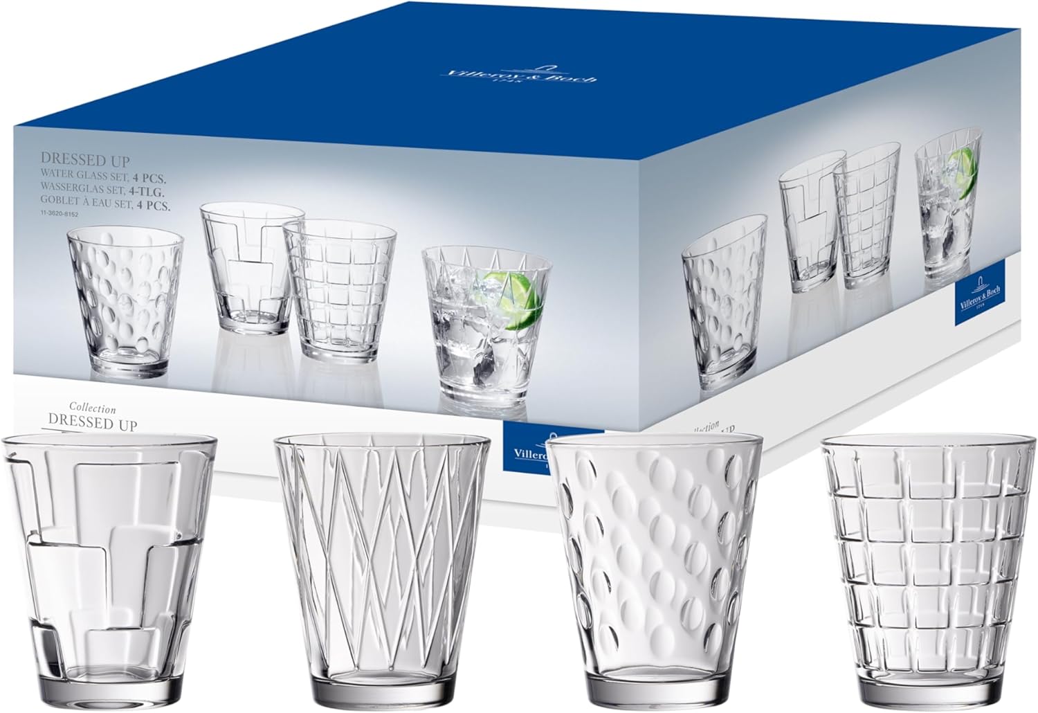 villeroy & boch dressed up glass tumbler set of 4 by