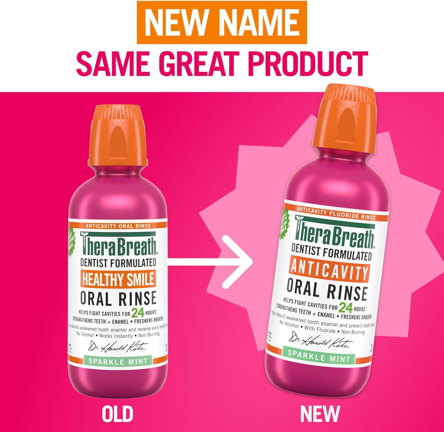 therabreath cavity,bad breath healthy smile dentist formulated 24 hour oral rinse, sparkle mint, 16 ounce (pack of 2)