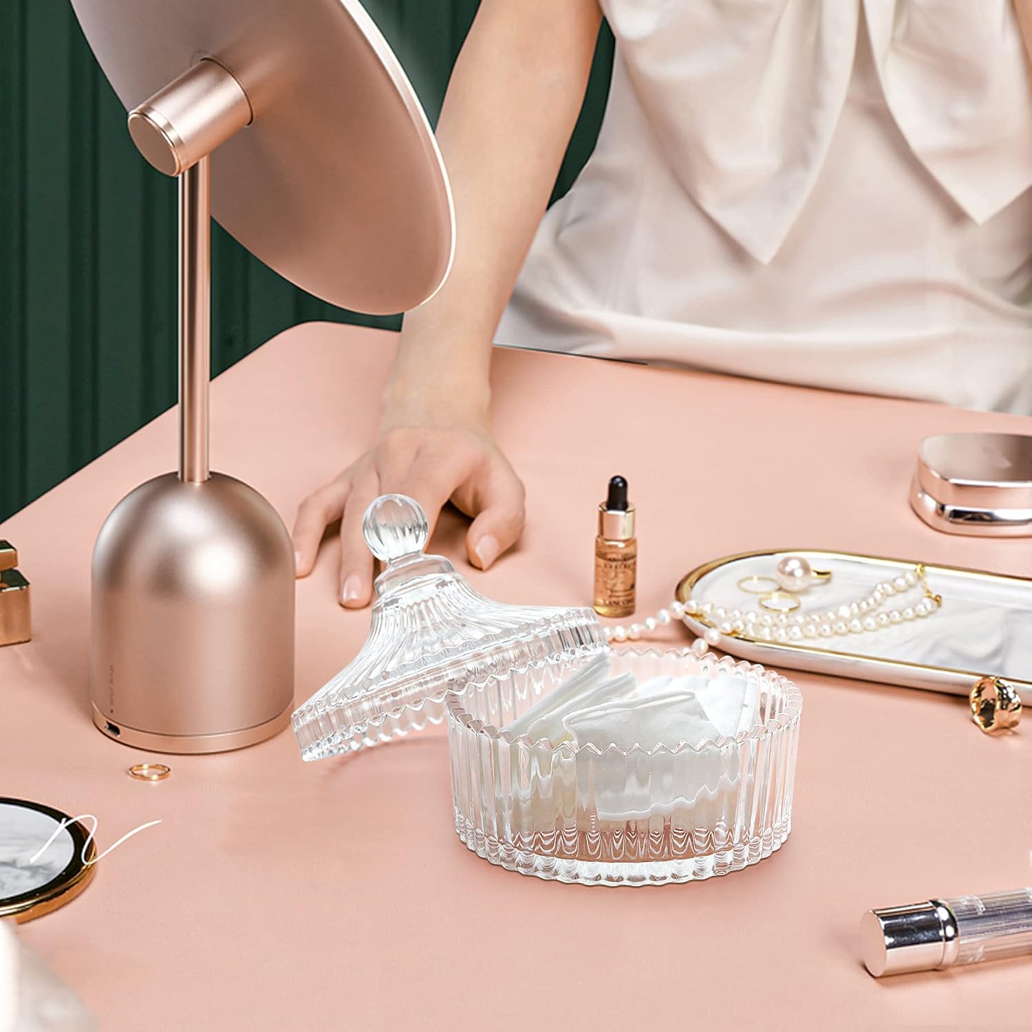 comsaf glass covered storage jar candy dish box (diameter 5.3")