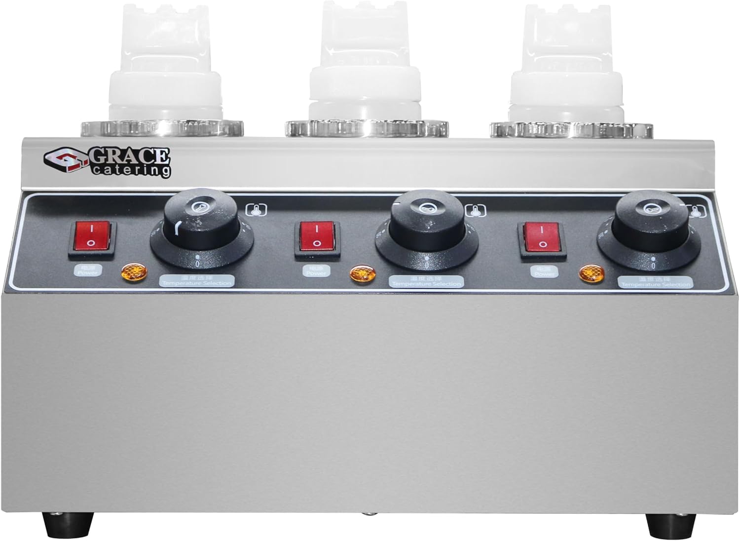 grace kitchen commercial electric hot sauce jam, chocolate bottle warmer, 3 heads chocolate spread warmer/stainless steel warmer bottles heating machine