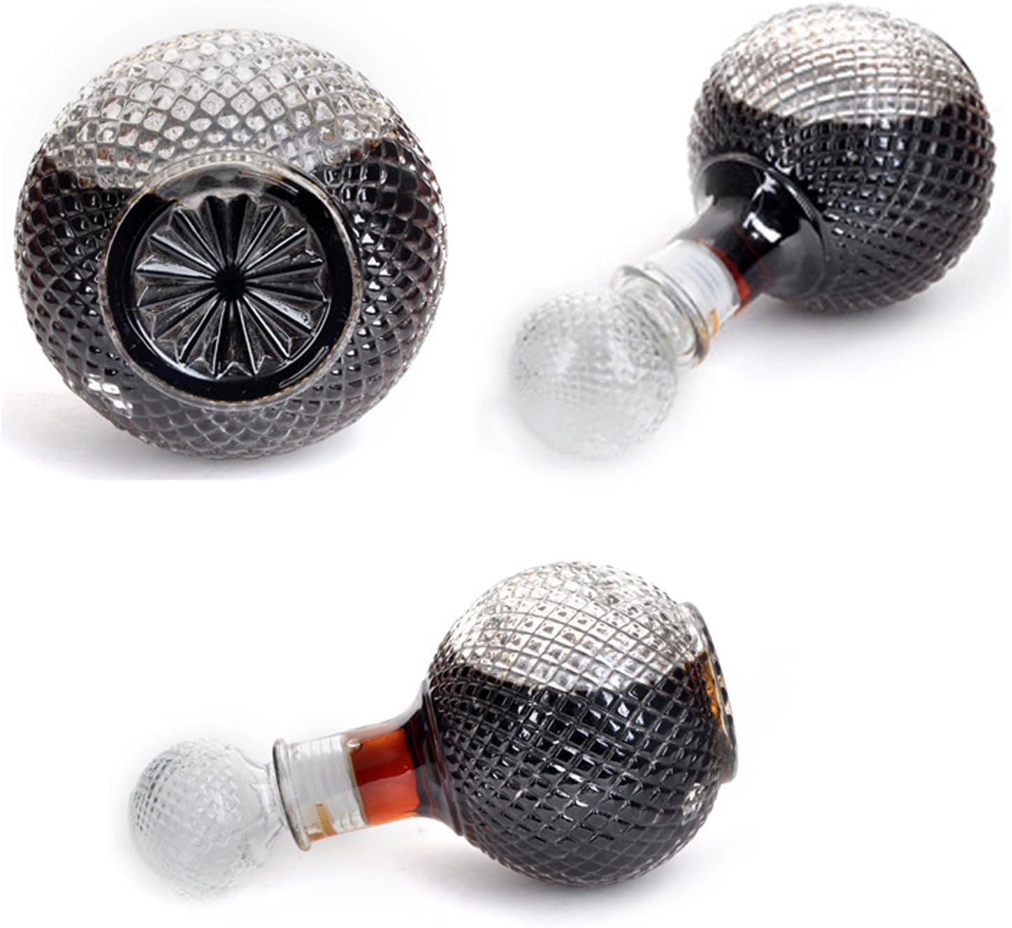 home bar 1000ml round ball shape whiskey wine beer water drinking glass bottle decanter with cap stopper
