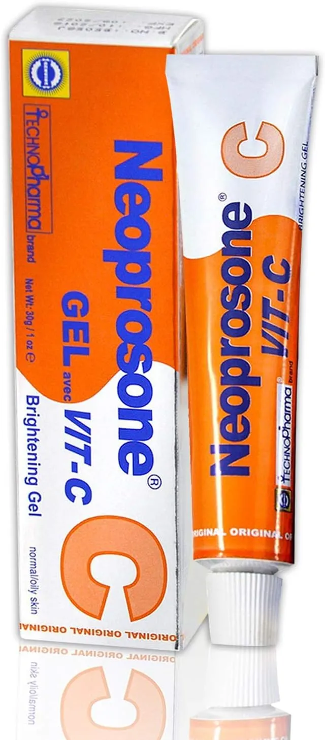 neoprosone, vitamin c gel 1 fl oz / 30 ml skin brightening cream for women and men with alpha arbutin
