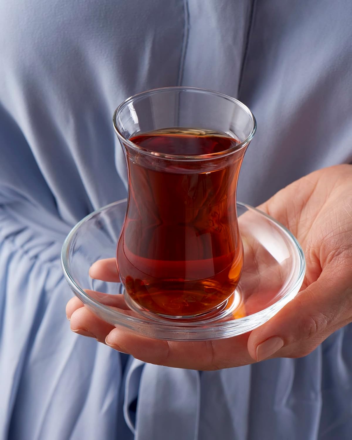 pasabahce turkish tea glass & saucer set design set of 6, 120 ml dishwasher safe turkish tea glasses transparent