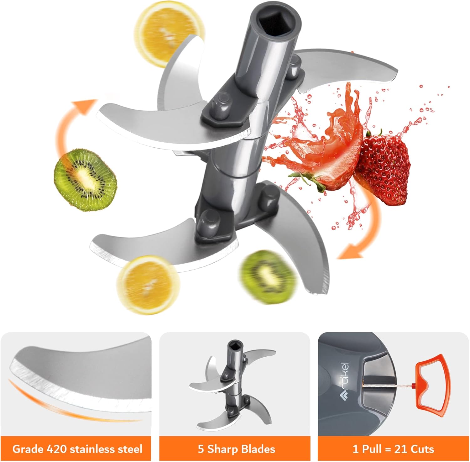 artikel® manual chopper & blender with storage lid | chops vegetables, nuts & fruits | blends flour | egg beater | meat mincer | large 900 ml