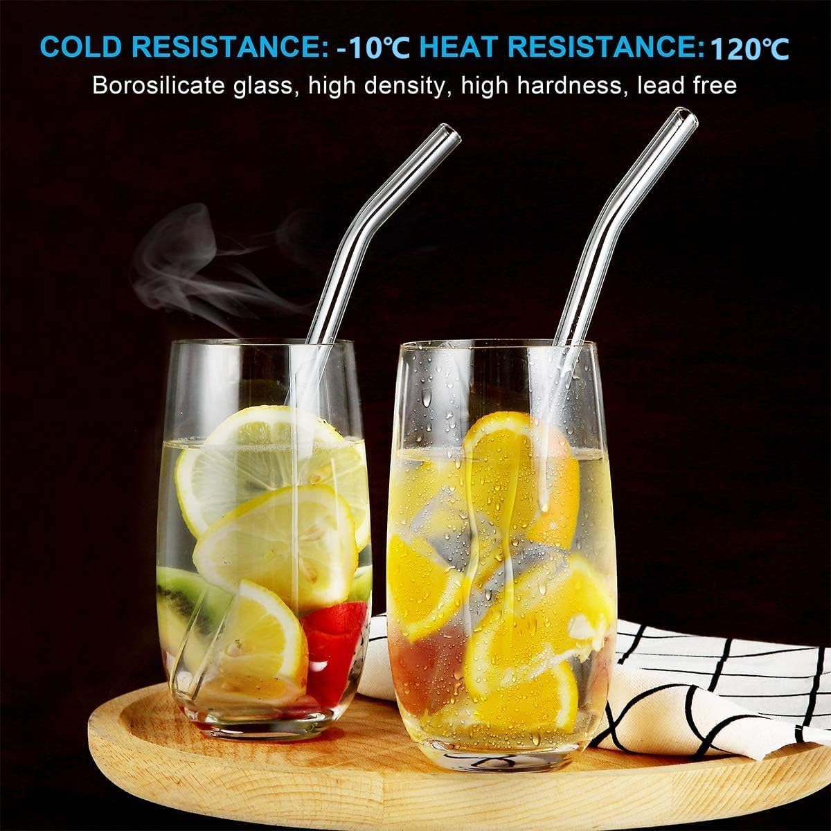 aoktech 10 pieces reusable glass drinking straws