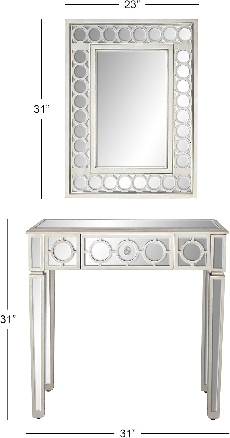 deco 79 58753 wall mirror and console table set, white