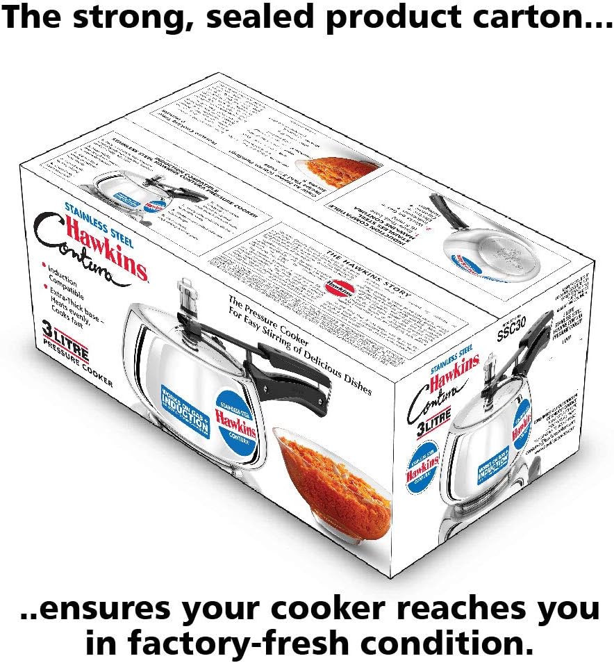 hawkins stainless steel contura 3 litre inner lid pressure cooker induction compatible