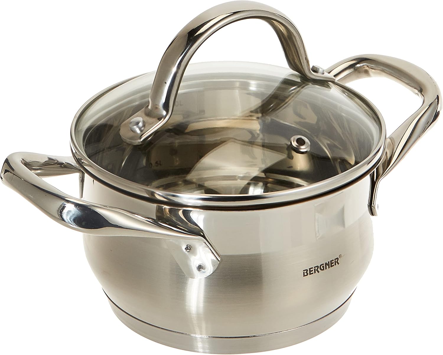 bergner gourmet casserole with lid, silver, 1.2 litre, bg6505