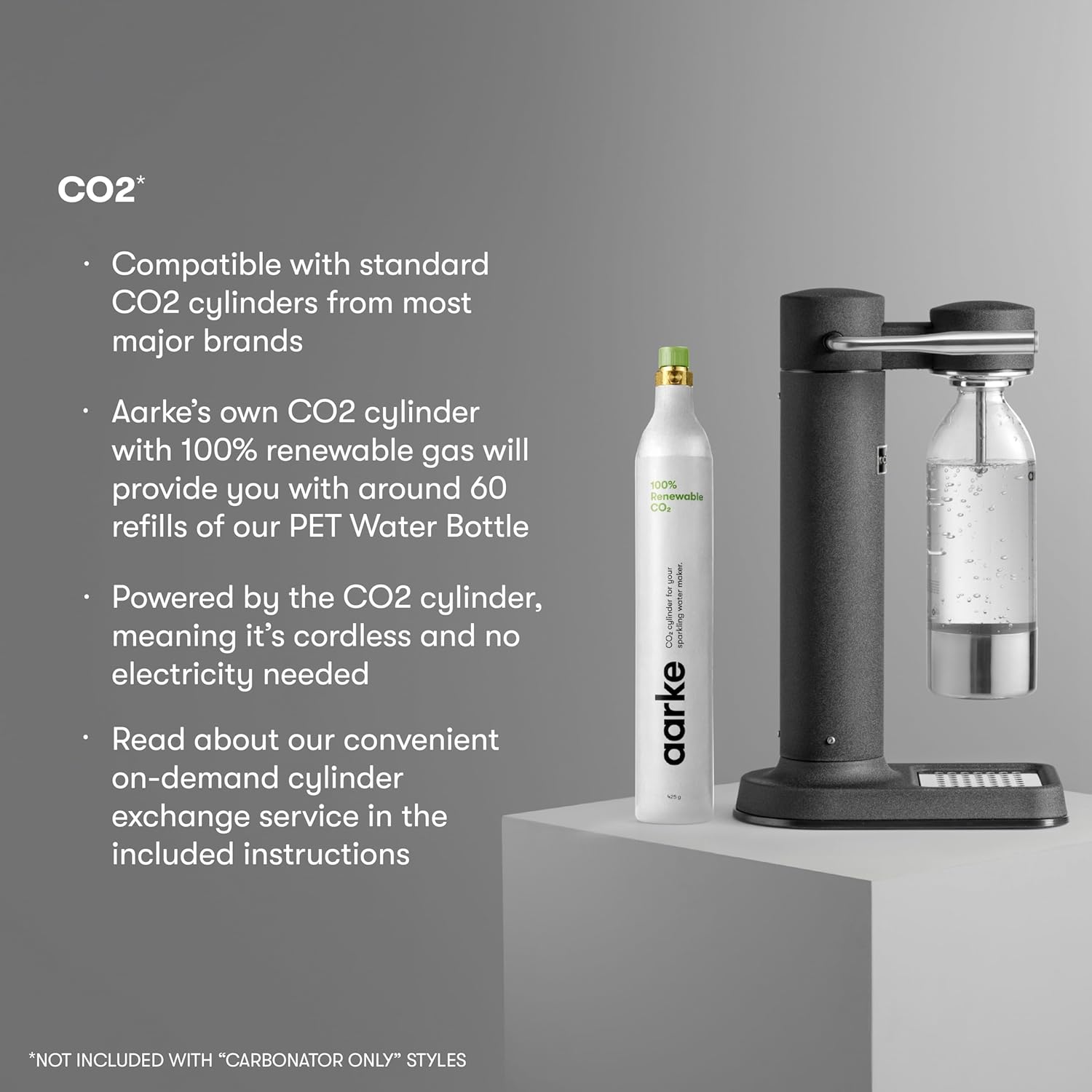 aarke carbonator iii premium carbonator/sparkling & seltzer water maker with pet bottle (matte black)