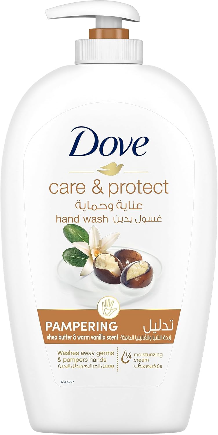 dove pampering hand wash natural caring formula, shea butter, with ¼ moisturising cream, 500ml