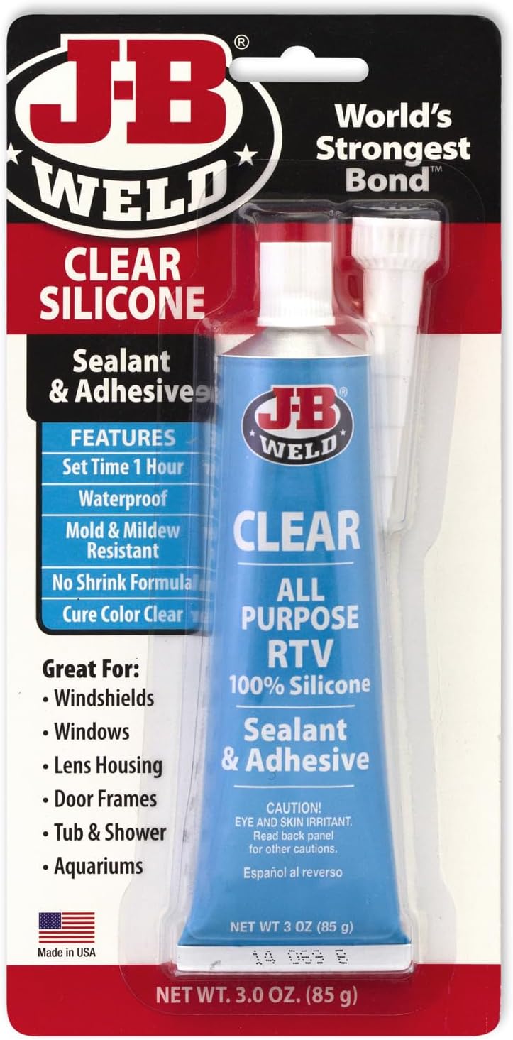 j b weld 31310 all purpose rtv silicone sealant and adhesive 3 oz. clear