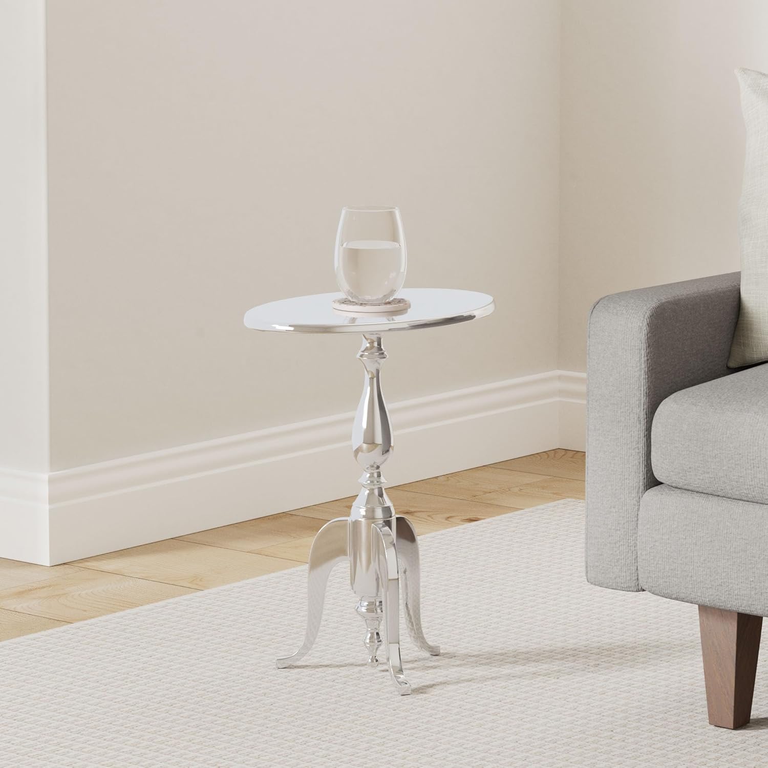 deco 79 aluminum oval accent table, 22 by 19 inch