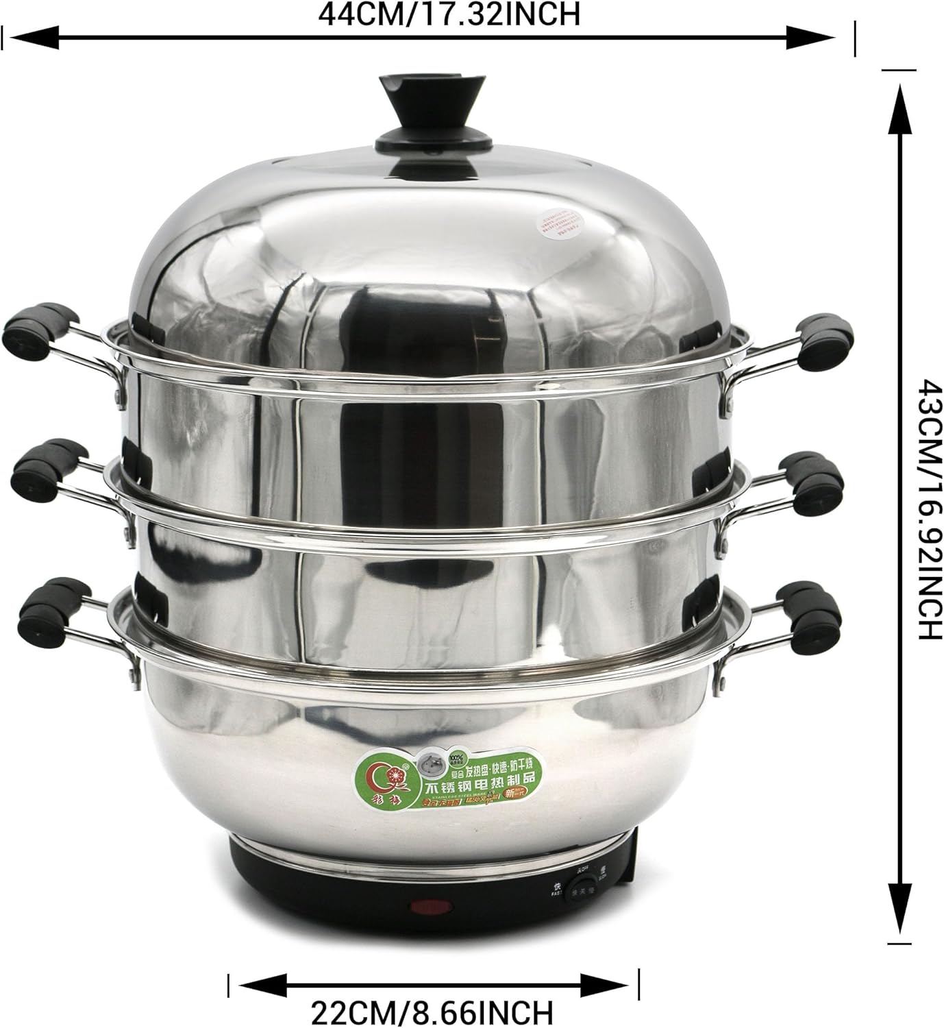 grace electric multi function stainless steel 3 tier food steamer electric momo steamer rice steamer pasta steamer vegetable steamer for home