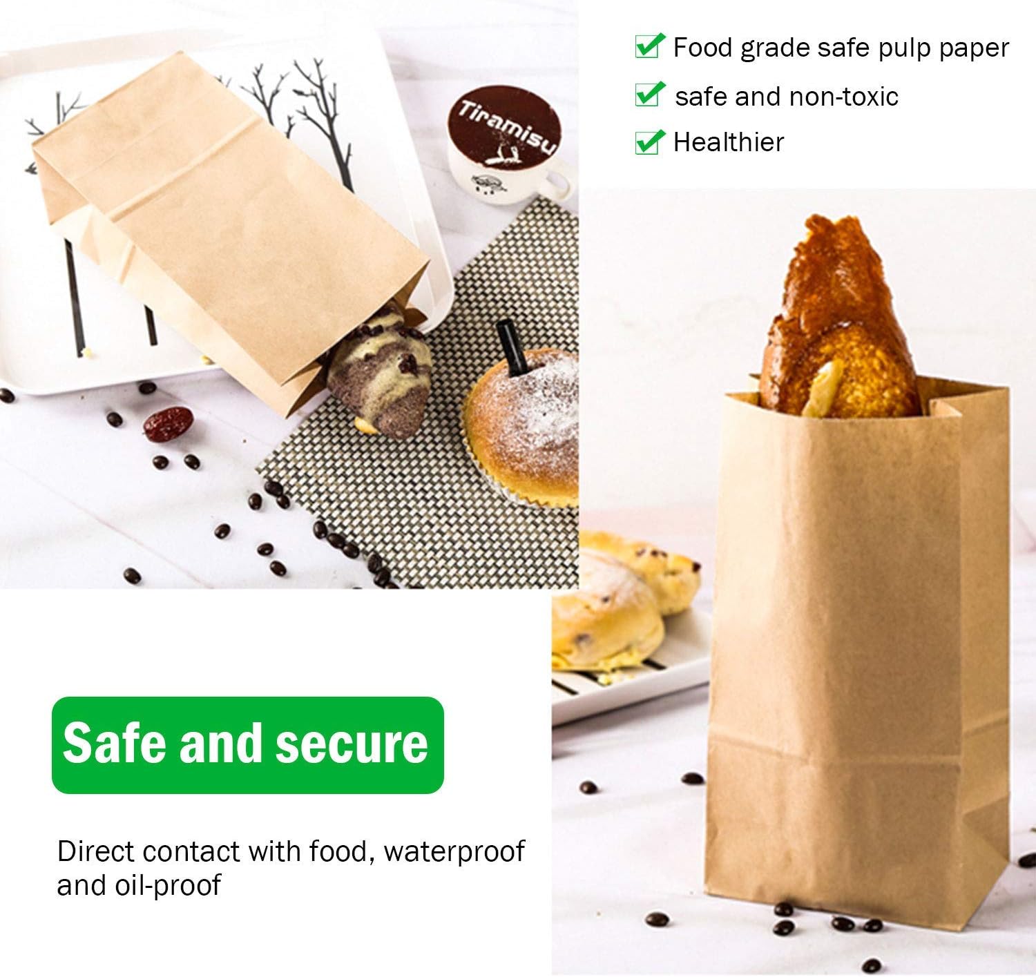 markq [25 bags] kraft brown large paper bags | recyclable lunch bags | paper bags, cookies bags, grocery bags, wedding gift bags, party bags | 33.50 x 15 x 10.5 cm