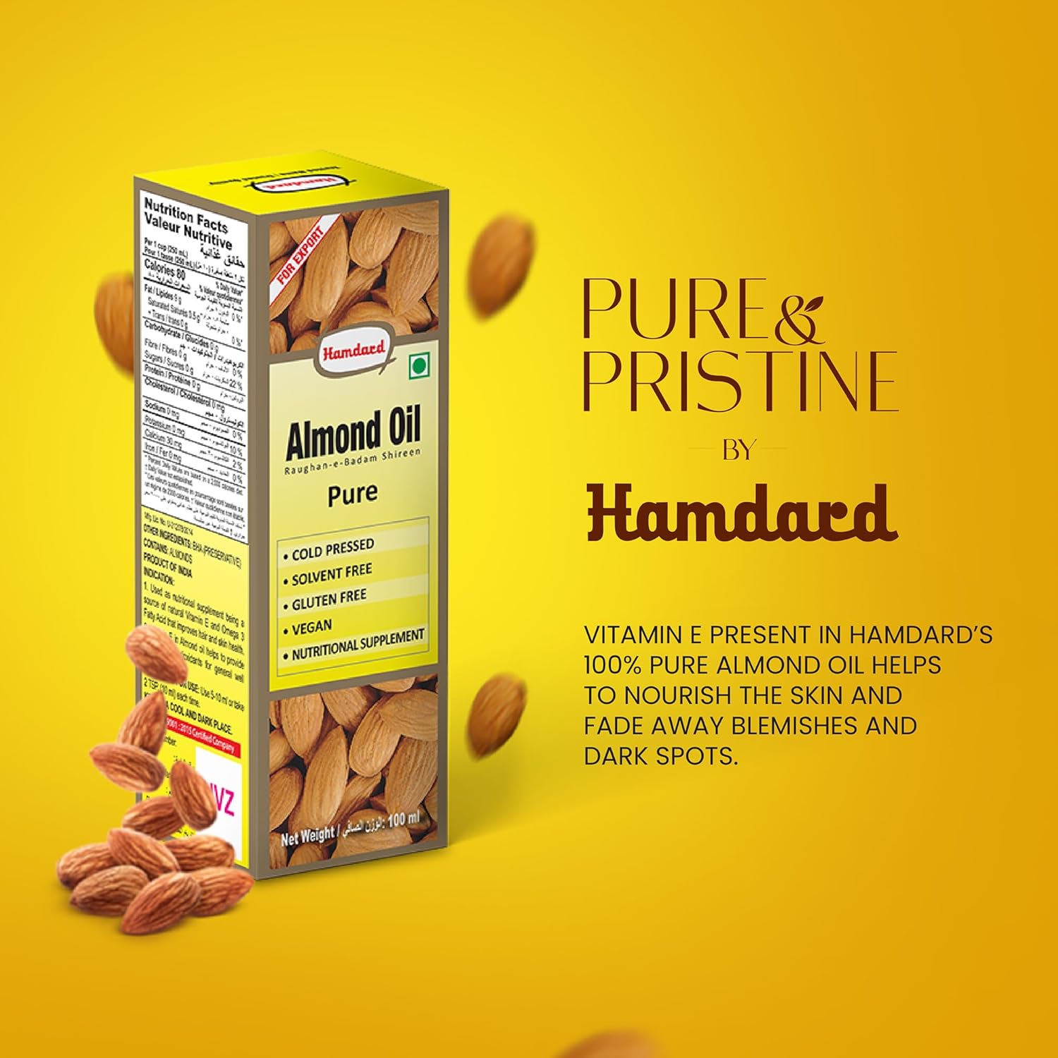 hamdard 100% pure almond oil (raughan e badam shireen) 100ml