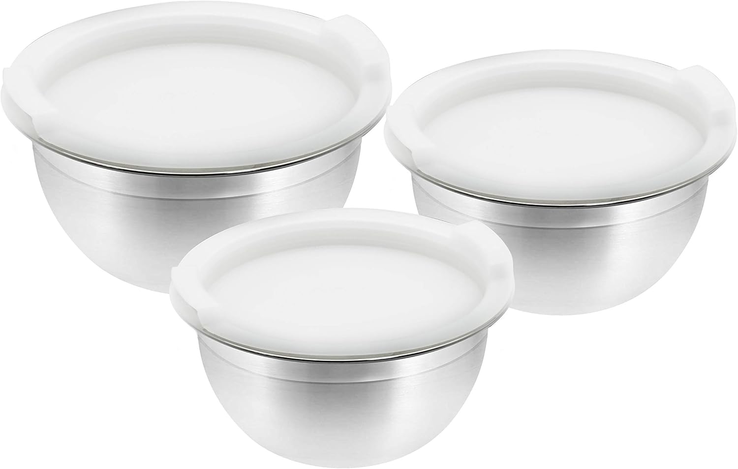 raj stainless steel mixing bowl with plastic lid, 14 / 16 / 18 cm, vpi014, 3 pieces serving bowl set , storage container set , meal prep containers with lid