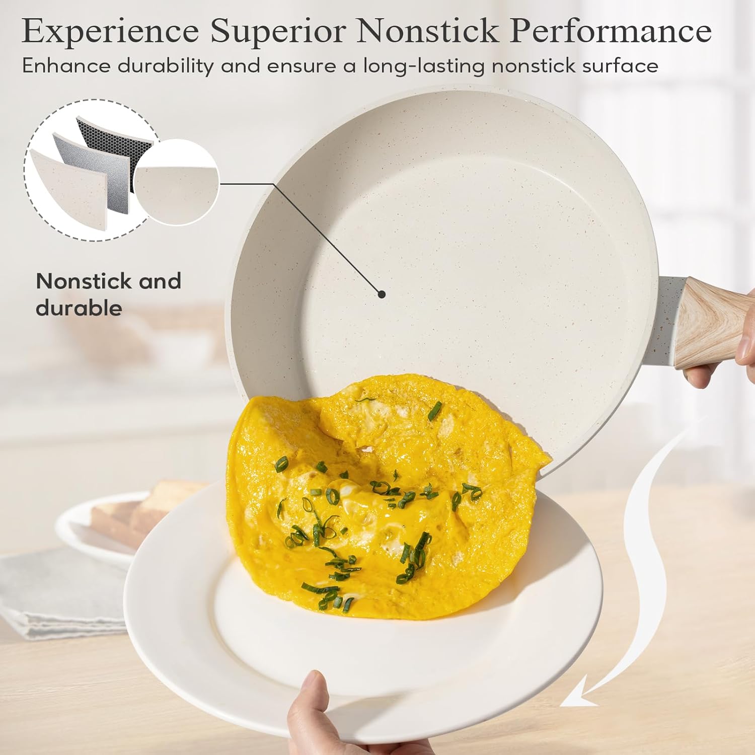 soday pots and pans set non stick, 12 pcs kitchen cookware sets induction cookware granite cooking set with frying pans, saucepans, steamer silicone shovel spoon & tongs (white)