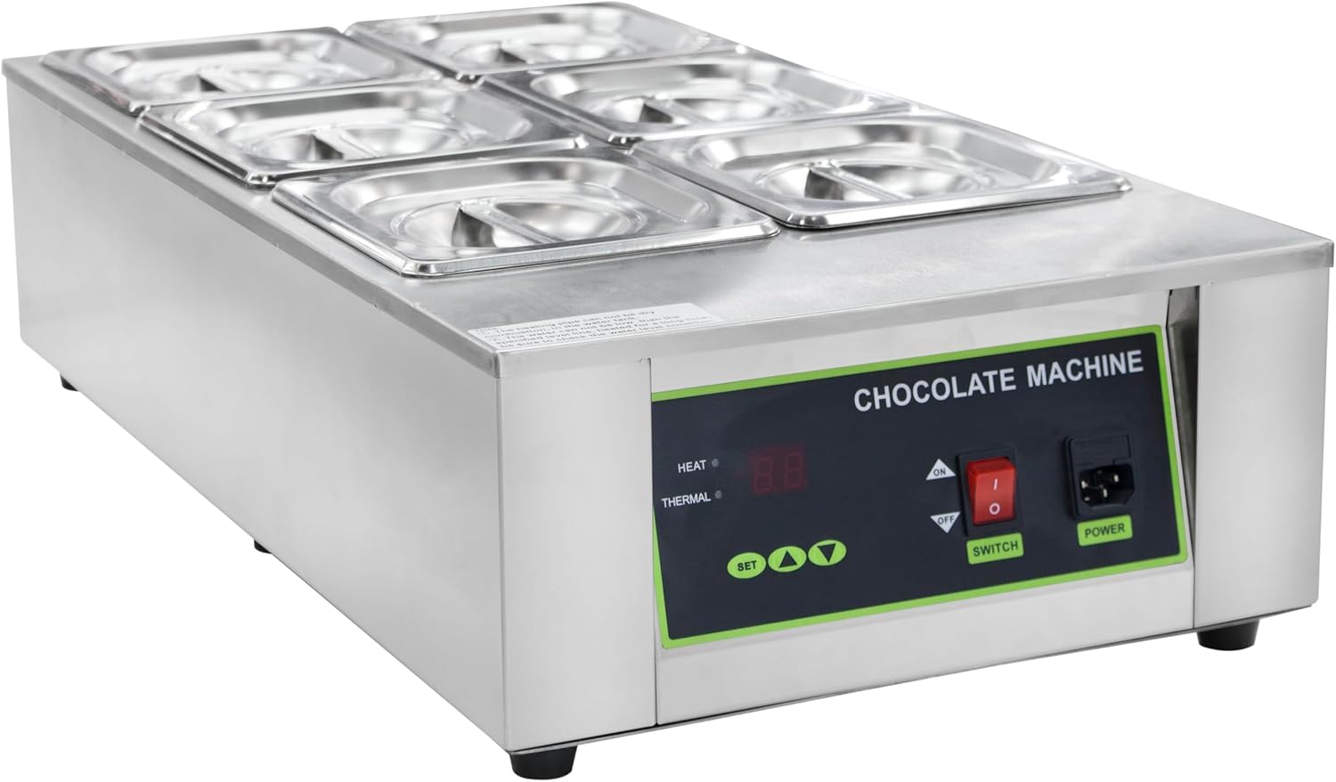g grace commercial chocolate tempering machine,1000w chocolate melting machine with temperature control, for chocolate/milk/cream/soup melting and heating (d2004 6 compartment)