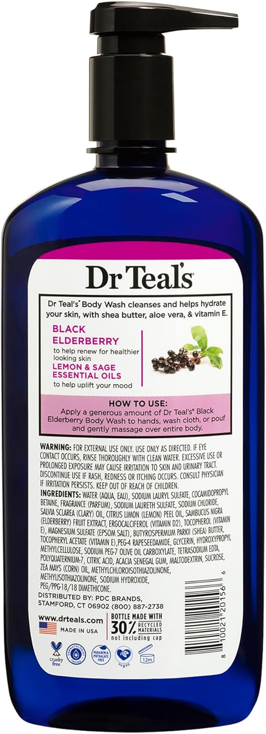 dr teal's body wash with epsom salt black elderberry 710ml