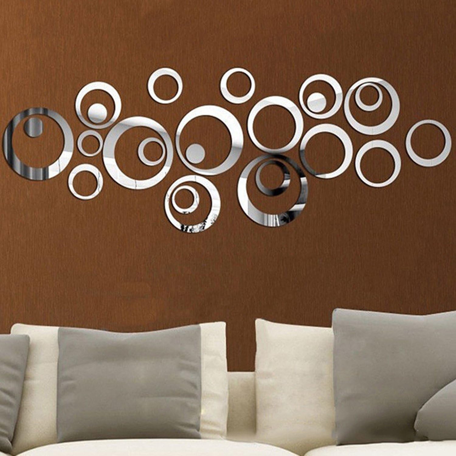 aooyaoo (grey) aooyaoo circle mirror diy wall sticker wall decoration 24pcs grey