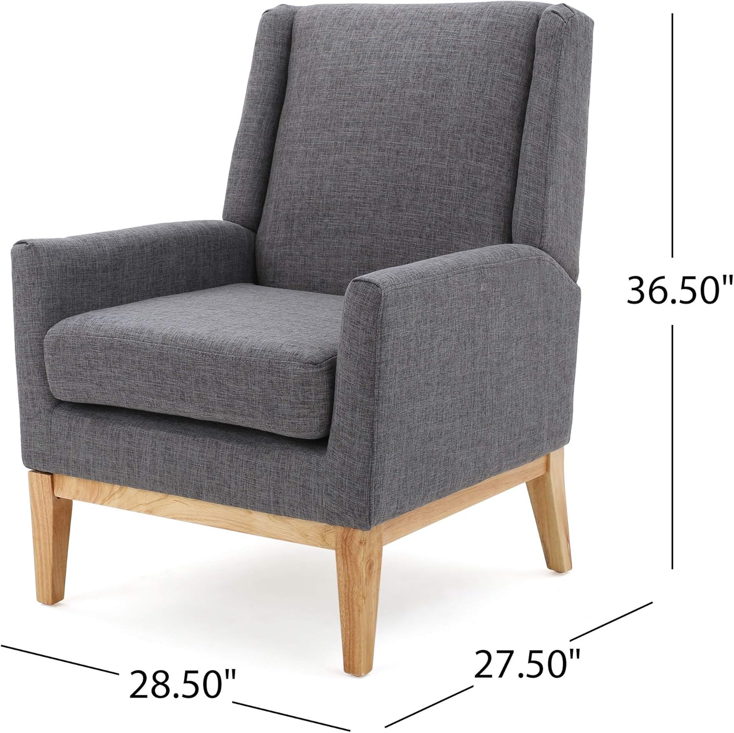 christopher knight home aurla fabric accent chair, light grey 27.5d x 28.5w x 36.5h in