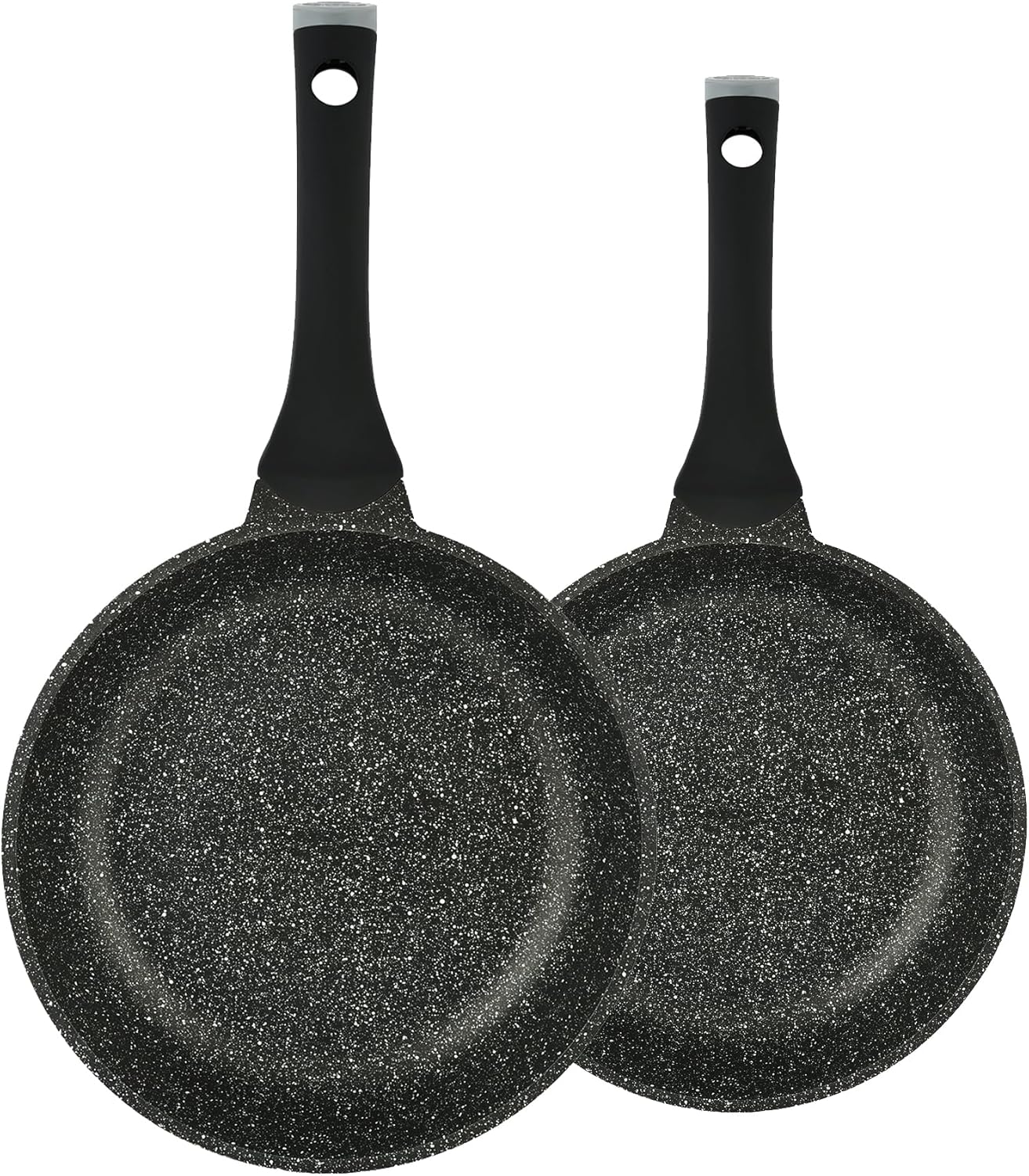 prestige essentials granite non stick set combo | 24cm + 28cm fry pan set | induction cookware set 2 pieces black