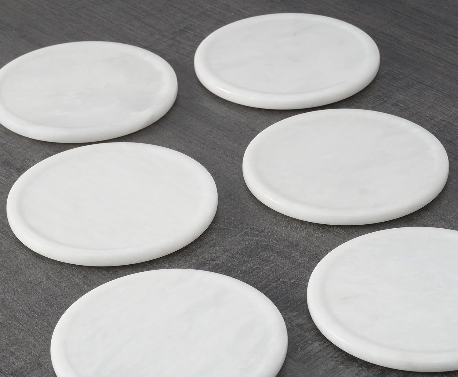 radicaln marble coasters for drinks 3.5 inches set of 6 white handmade round coasters with holder coasters for coffee table home office