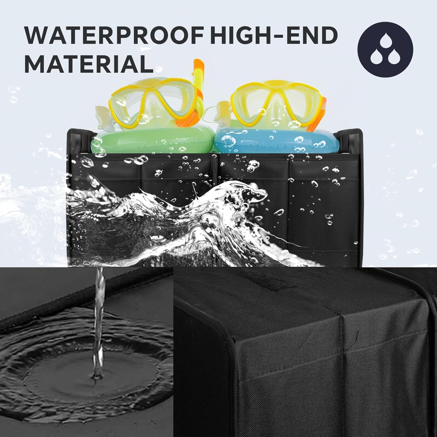 baytion car trunk organizer, car storage box with collapsible multi compartment pockets,foldable car boot organizer with large capacity for car,trunk and suv(black)