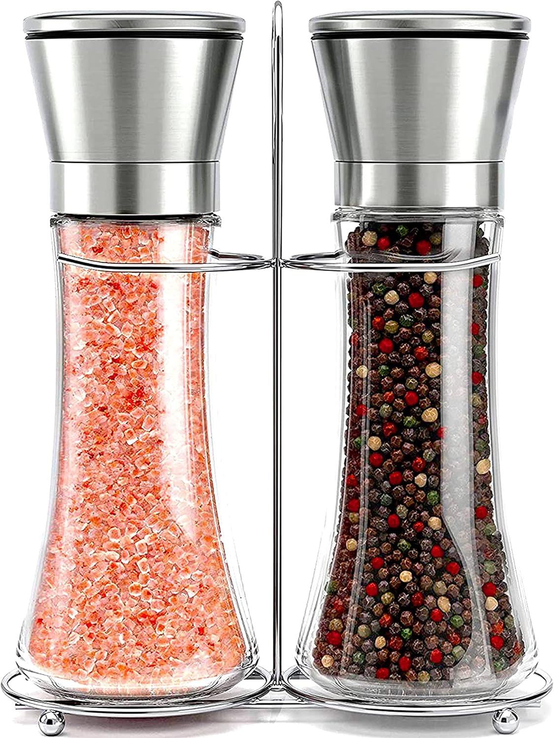 willow & everett salt and pepper grinder set stainless steel refillable salt & peppercorn shakers