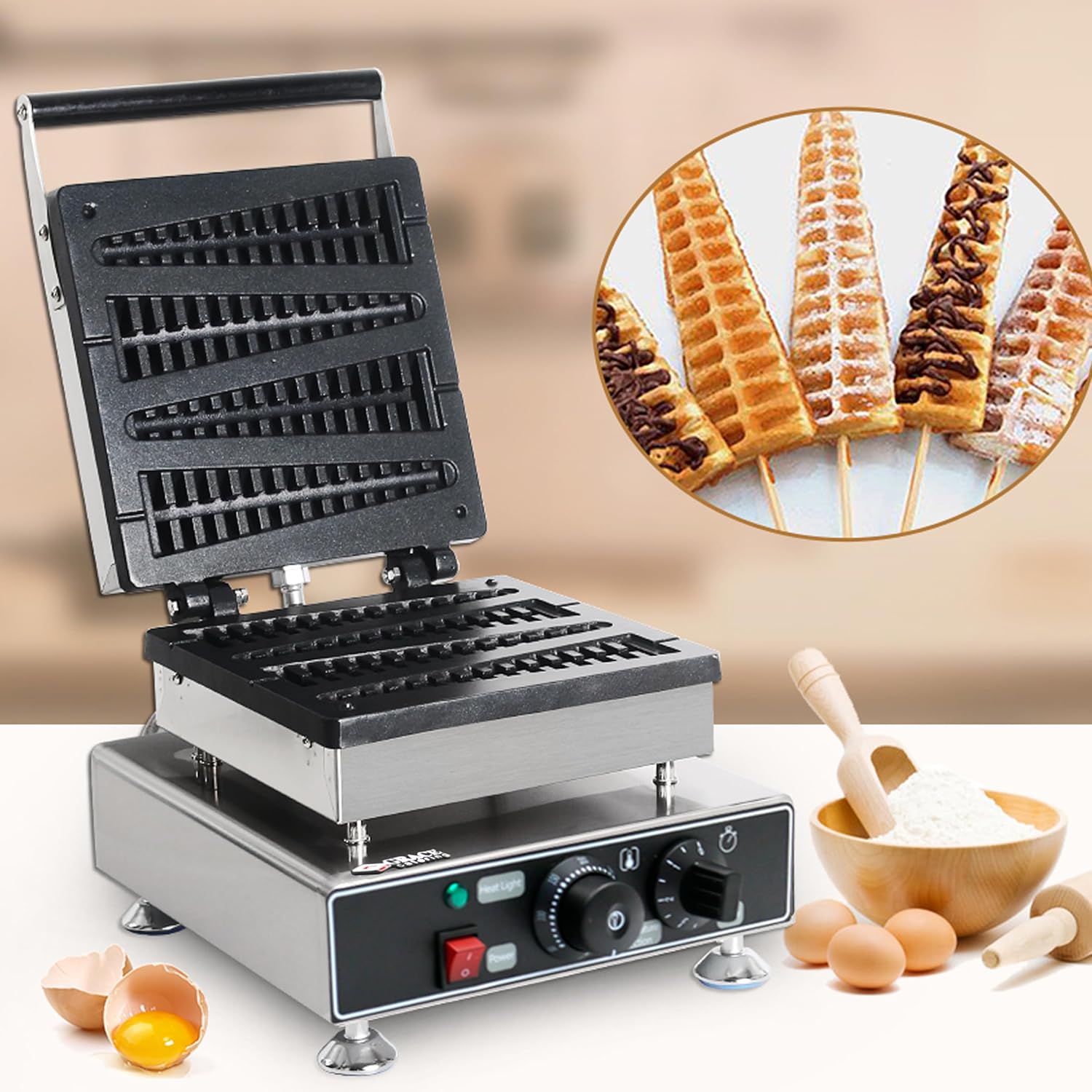 grace commercial electric lolly waffle maker waffle stick maker pine shape stick waffle maker machine