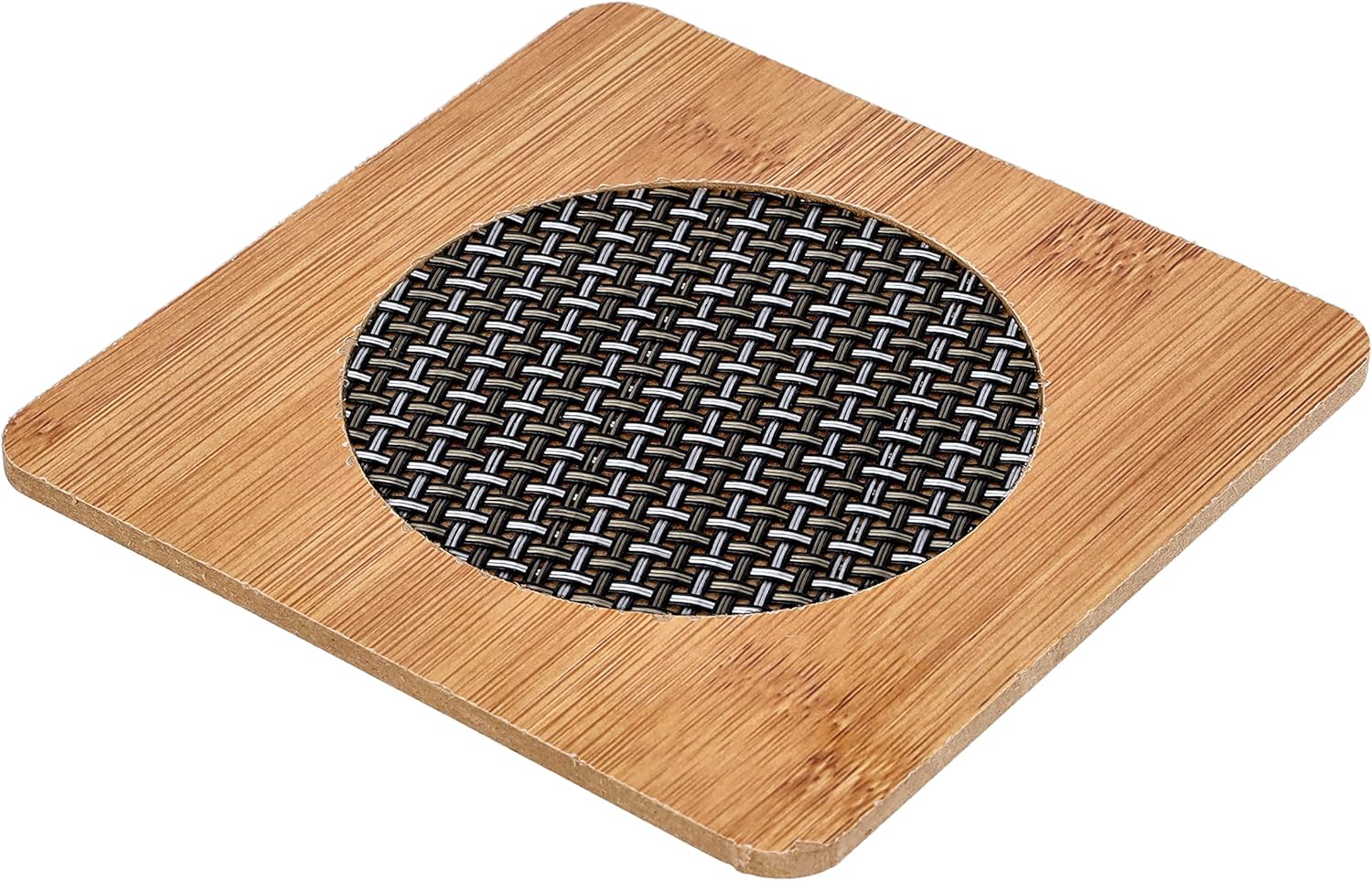 royalford bamboo square heat pad, rf10245 natural antibacterial non slip kitchen table pad for hot pans, placemat pads, key tray, and bar service mat, multicolor