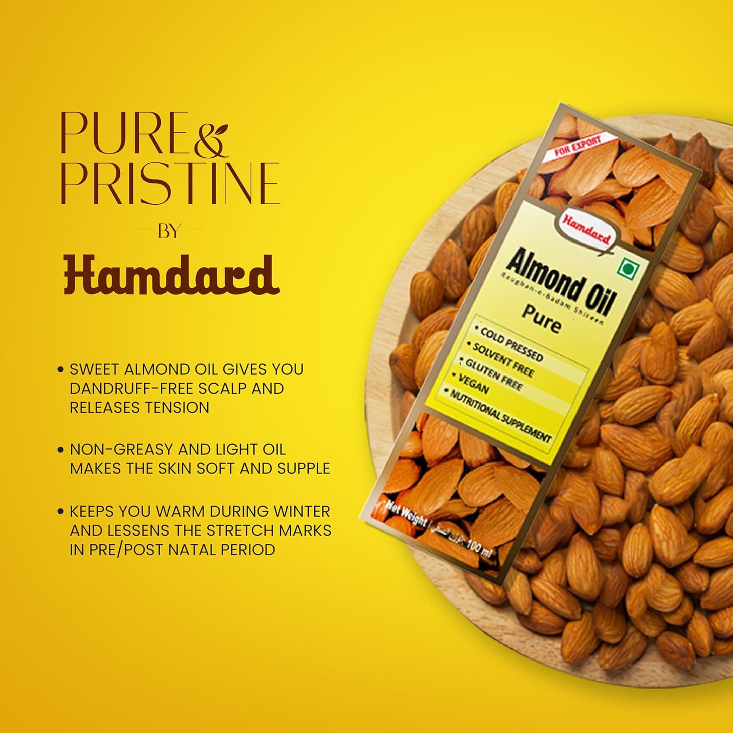 hamdard 100% pure almond oil (raughan e badam shireen) 100ml