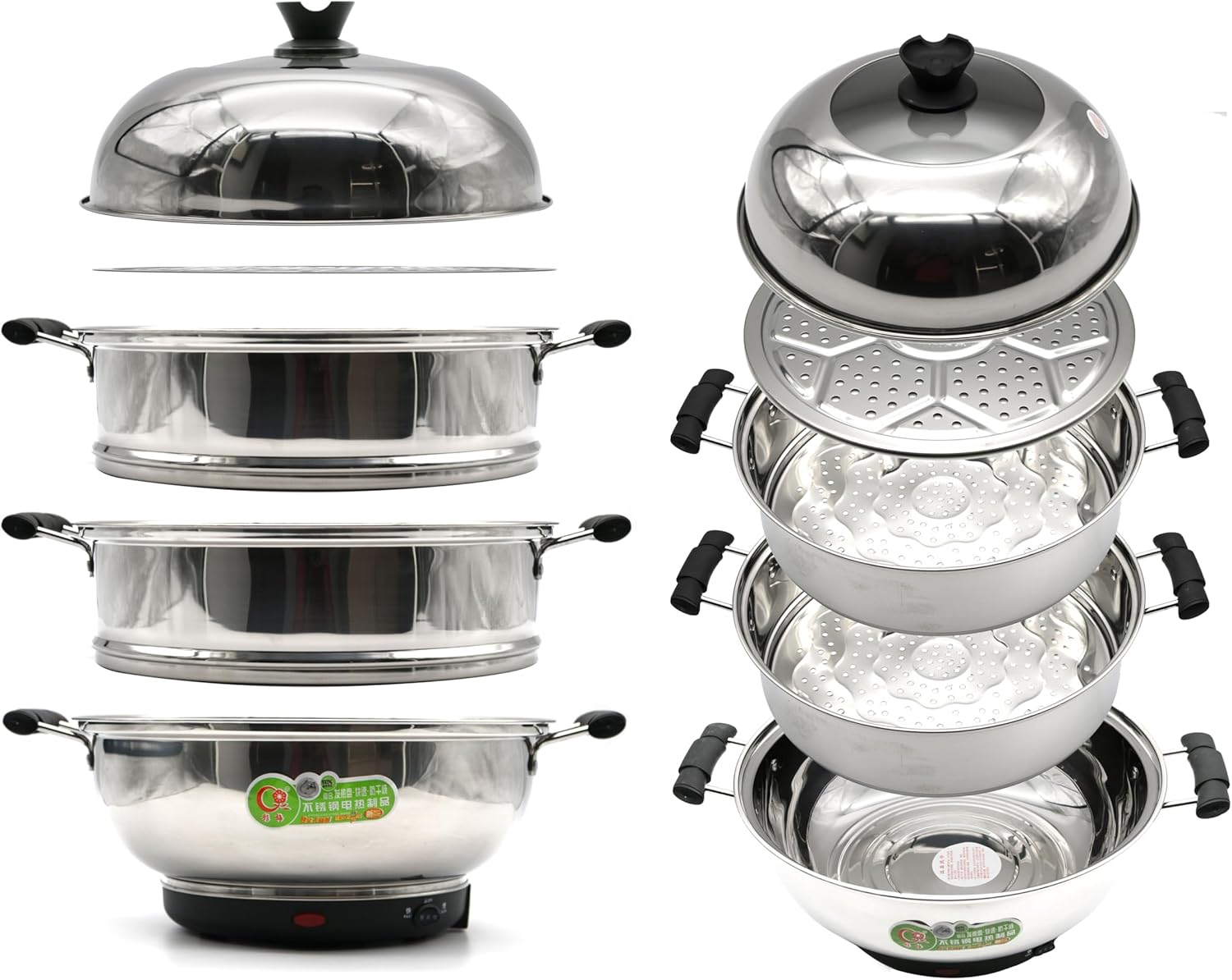 grace electric multi function stainless steel 3 tier food steamer electric momo steamer rice steamer pasta steamer vegetable steamer for home