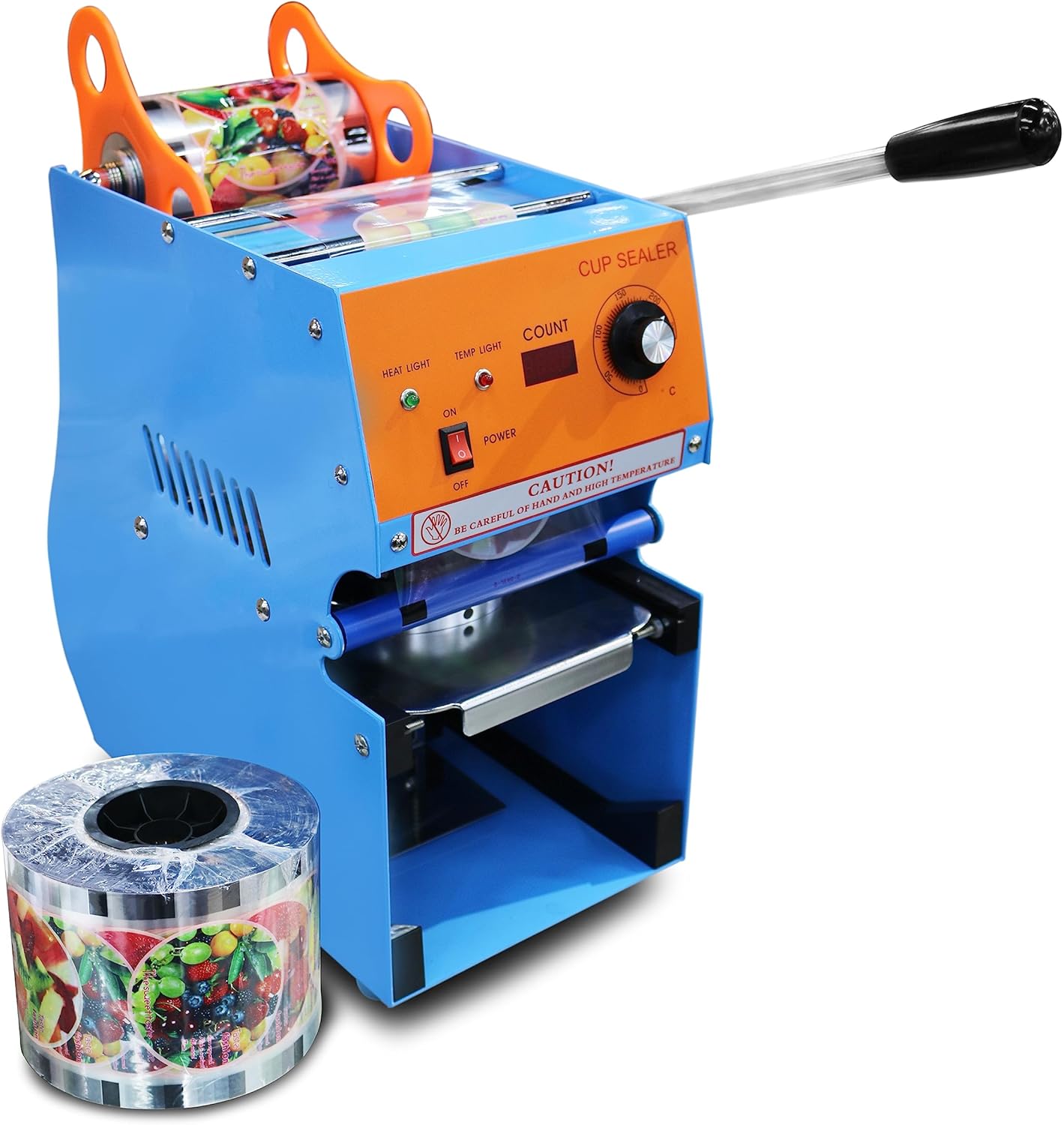 grace manual handle cup sealing machine commercial sealer hand pressure sealing maker bubble pearl milk tea shop closure cup lid with 1 sealing film