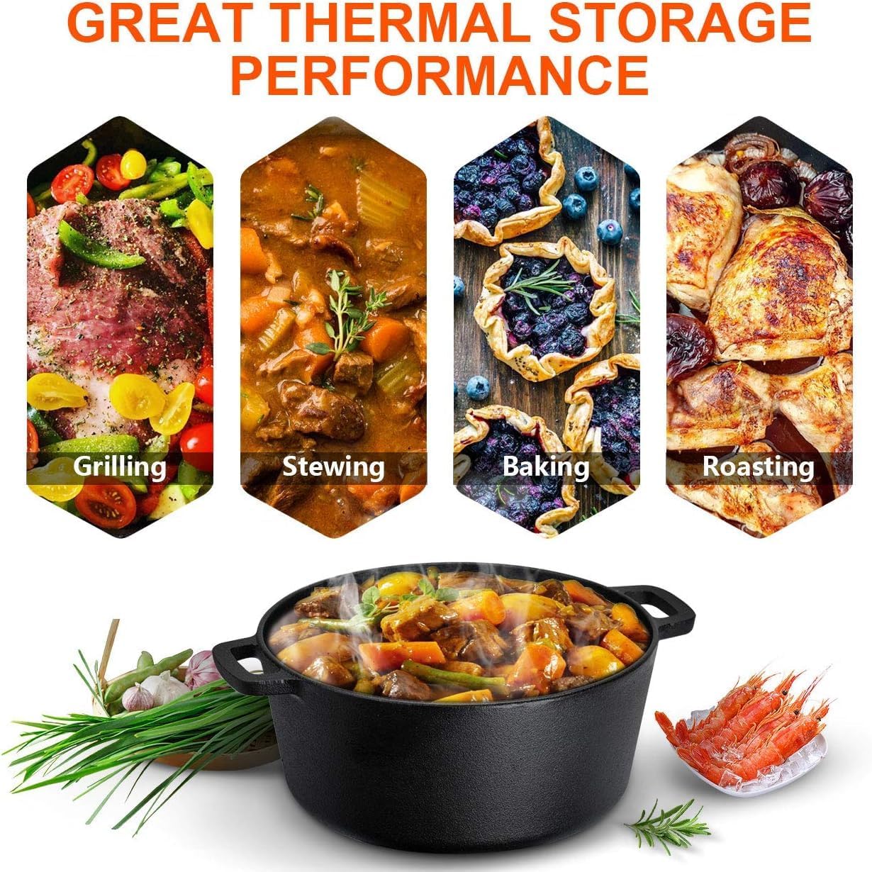 dsocool 2 in 1 pre seasoned cast iron dutch oven pot with skillet lid cooking pan, cast iron skillet cookware pan set with dual handles indoor outdoor for bread, frying, baking, camping, bbq