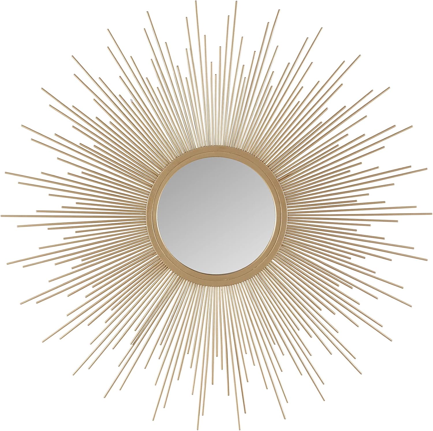 madison park wall décor fiore metal sunburst mirror for living room home accent, ready to hang bedroom decoration, 14.5" diameter, gold