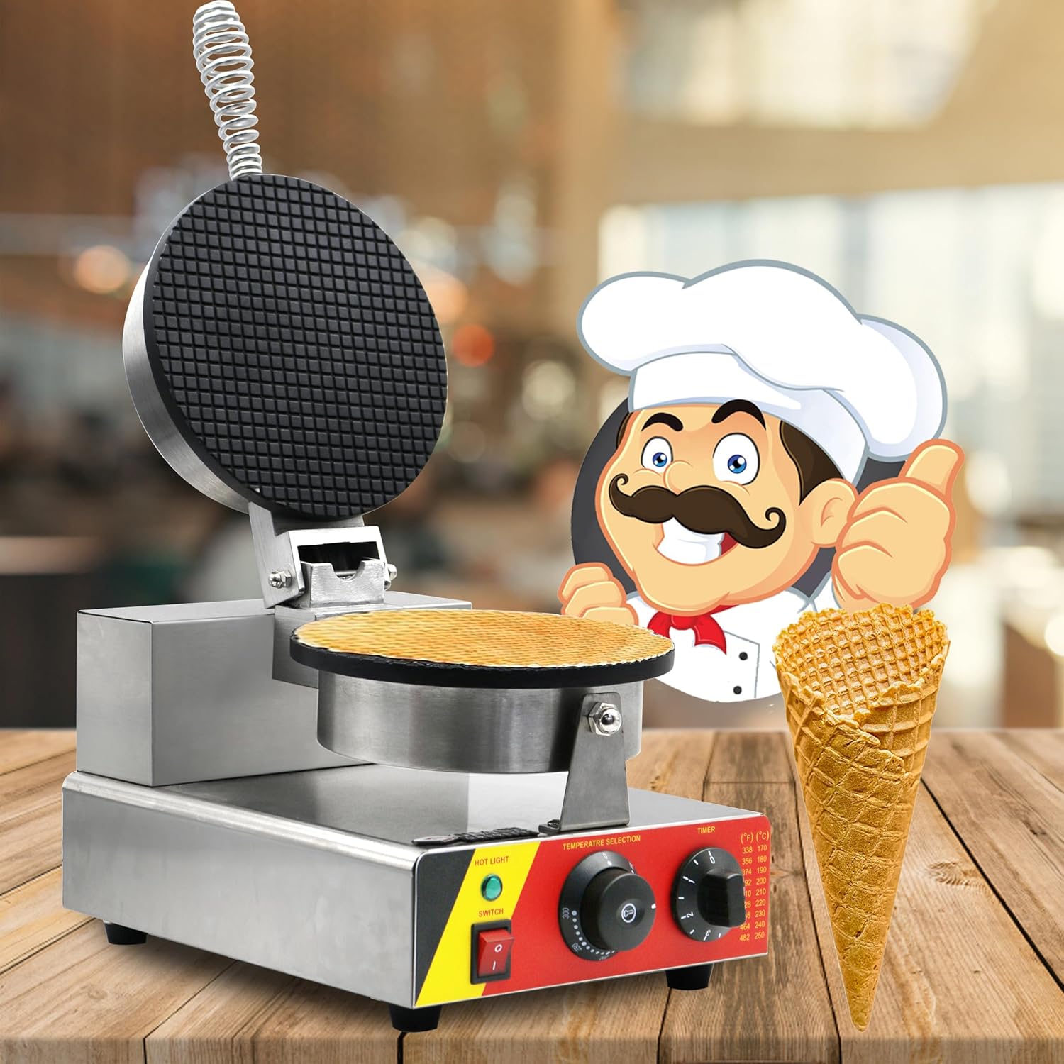 grace commercial ice cream cone machine 220v electric waffle makers 1300w stainless steel egg cone baker