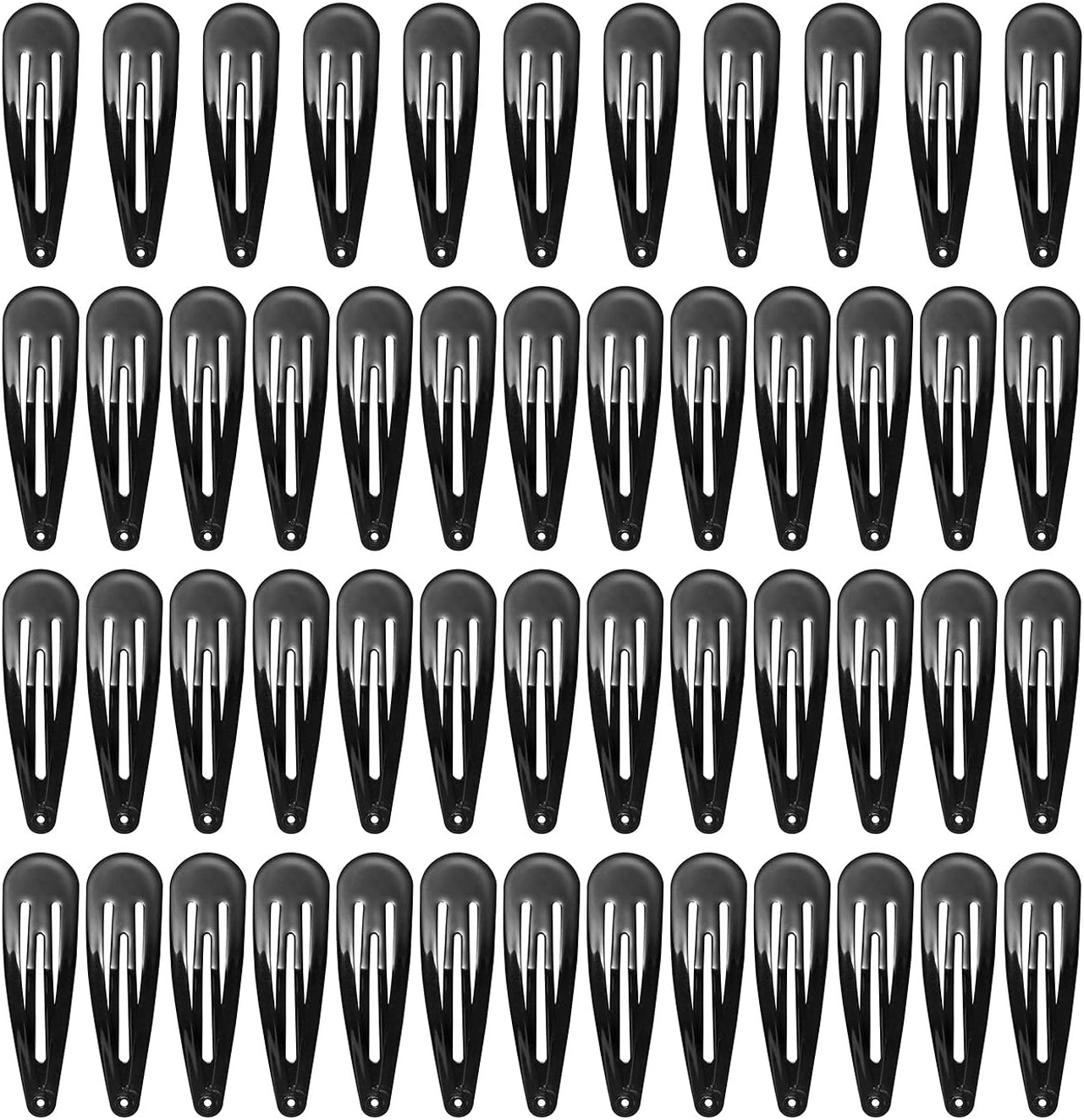 swstinling 50 pack black 2 inch barrettes metal snap hair clips accessories for women