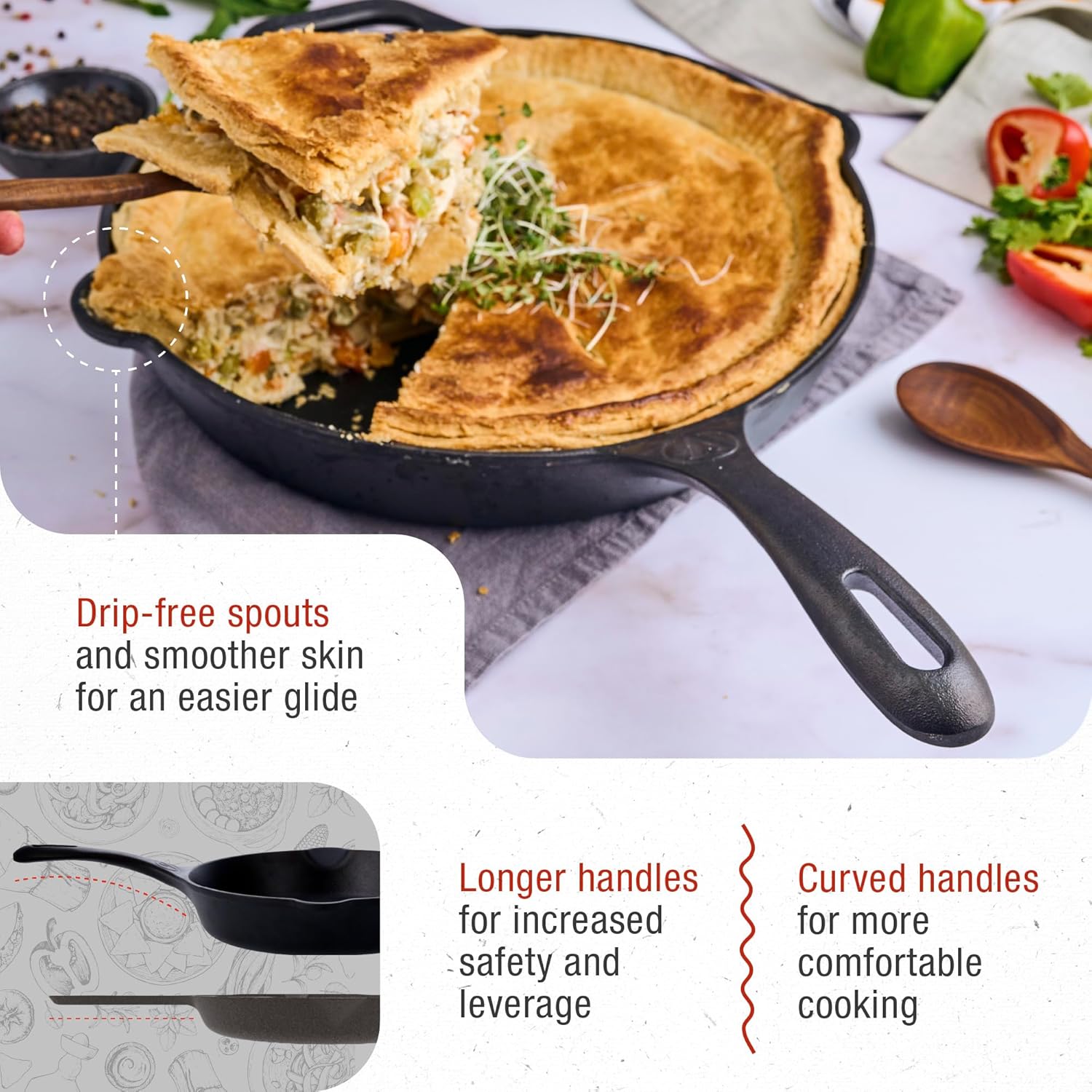 victoria seasoned cast iron skillet pan with long handle 12 inch skl 212